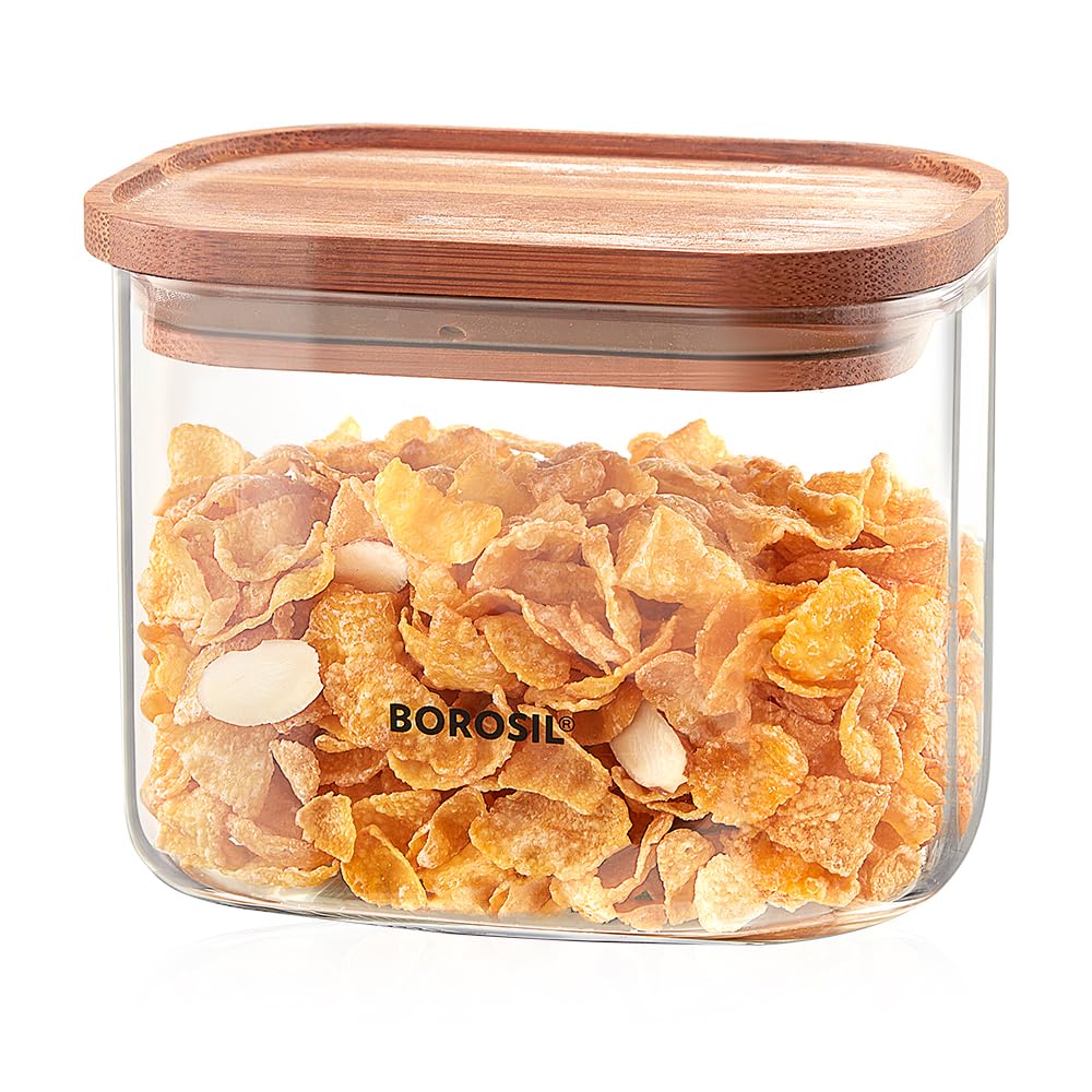Borosil 600Ml Storage Jar Set With Bamboo Lid | Made In India Borosilicate Glass Dishwasher Safe Container For Kitchen | Multipu