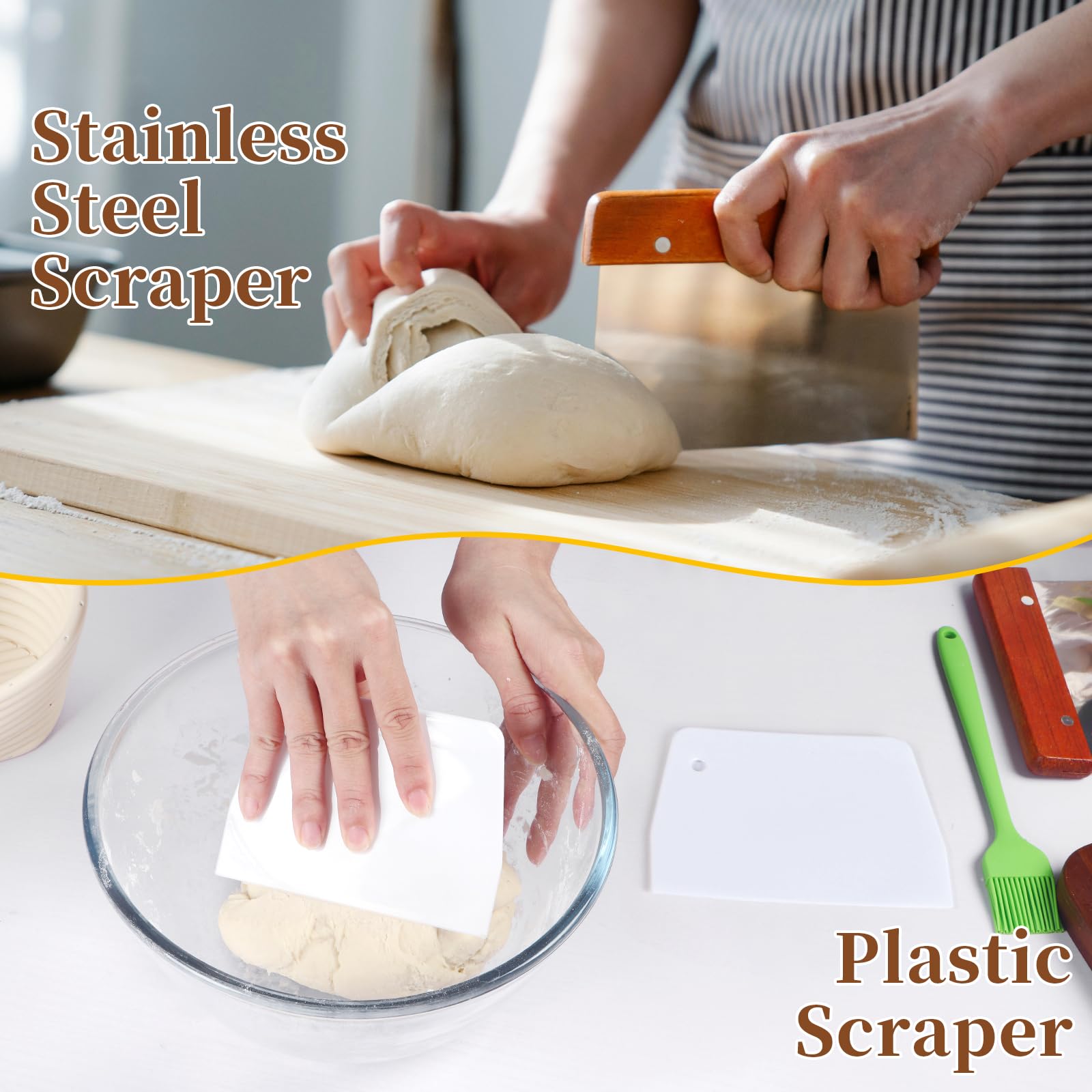 Banneton Bread Proofing Basket Set, 11 Inch Sourdough Proofing Basket And Bread Baking Supplies-Bread Lame, Danish Whisk, Bowl &
