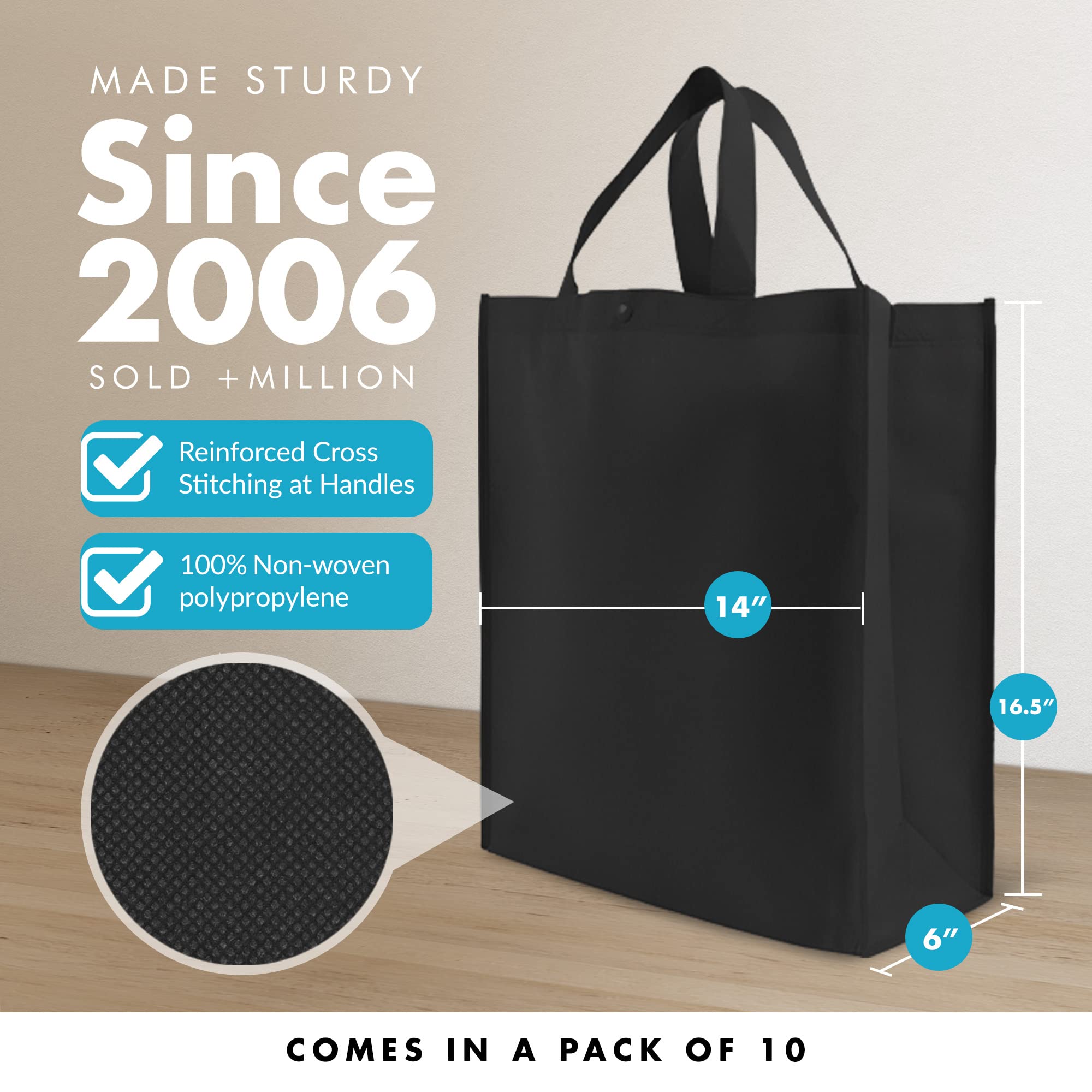 Simply Green Solutions - Reusable Grocery Bags, Durable Large Tote Bags, Shopping Bags For Groceries, Utility Tote, Reusable Gif