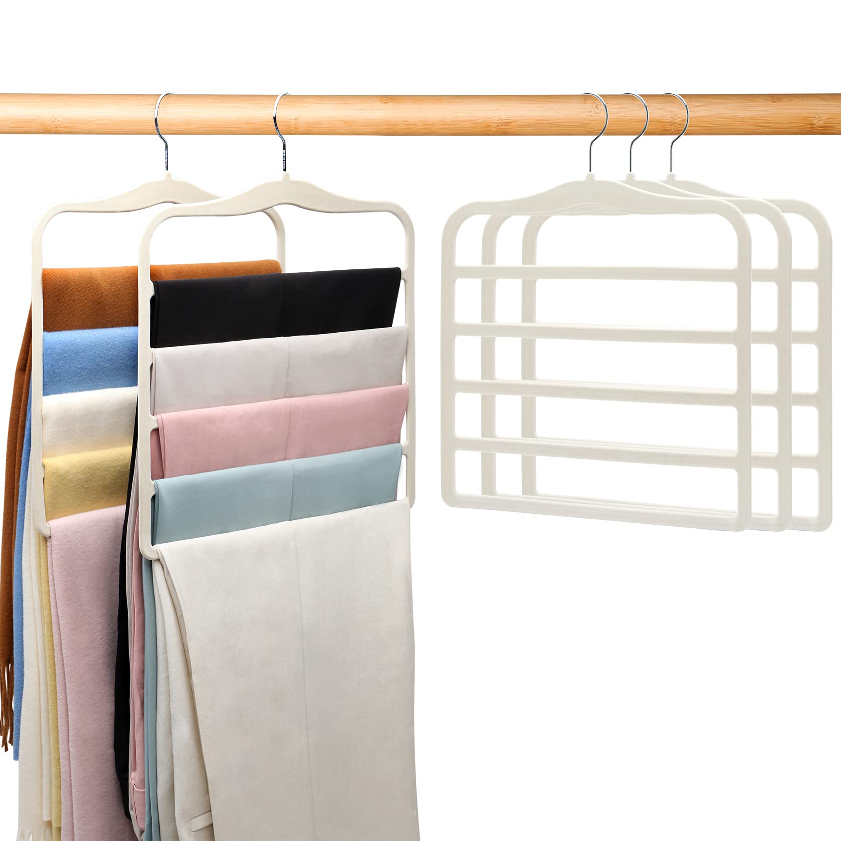 Closet Organizers and Storage Magic Pants Hangers Space Saving Velvet Hangers for Organization and Storage Dorm Room Essentials for College Students Girls Home Organization Scarf Hangers-5 Pack