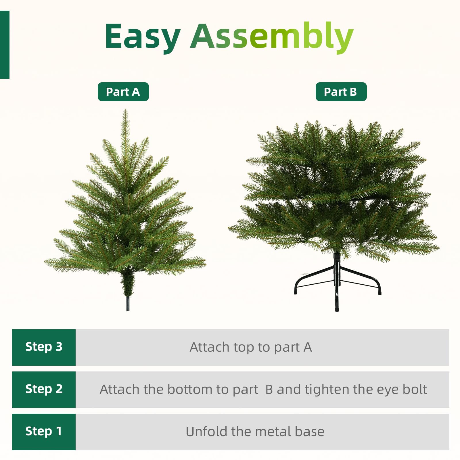 Aovotreena 4FT Pre-Lit Artificial Christmas Tree,Small Artificial Holiday Dunhill Fir Xmas Tree with 200 White Lights, 559 PVC B