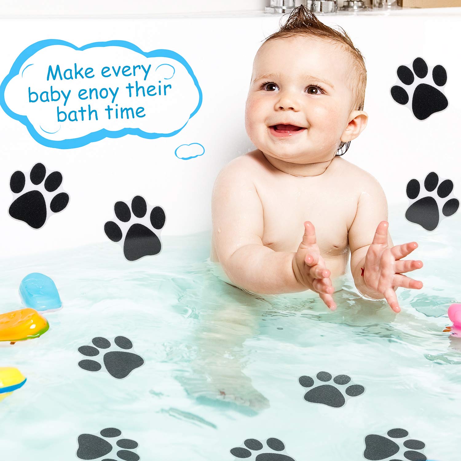 Mudder 20 Pcs Non Slip Bathtub Stickers Shower Floor Non Slip Sticker Adhesive Paw Decals Treads Non Slip Stickers For Tubs Anti