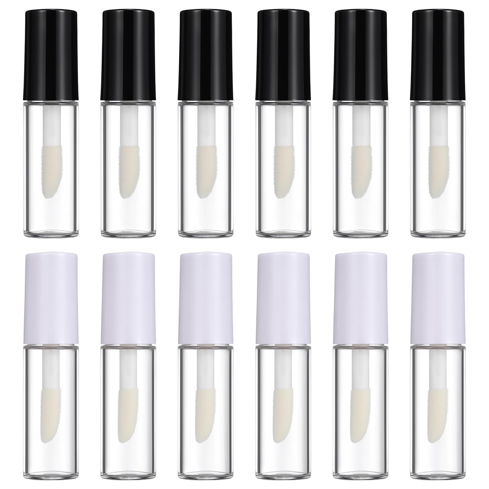 12 Pcs Empty Lip Gloss Tubes 1.2ml Clear Mini Refillable Lip Balm Bottles with Rubber Inserts and Brush Mini Makeup Containers f