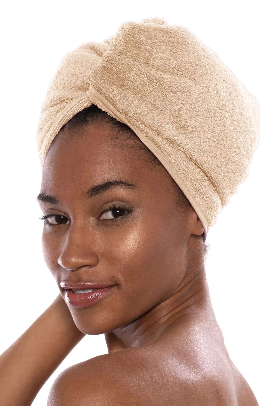 Texere Women's Viscose from Bamboo and Cotton Terry Hair Towel - Lightweight, Absorbent Quick Drying Hair Wrap for Thick and Cur