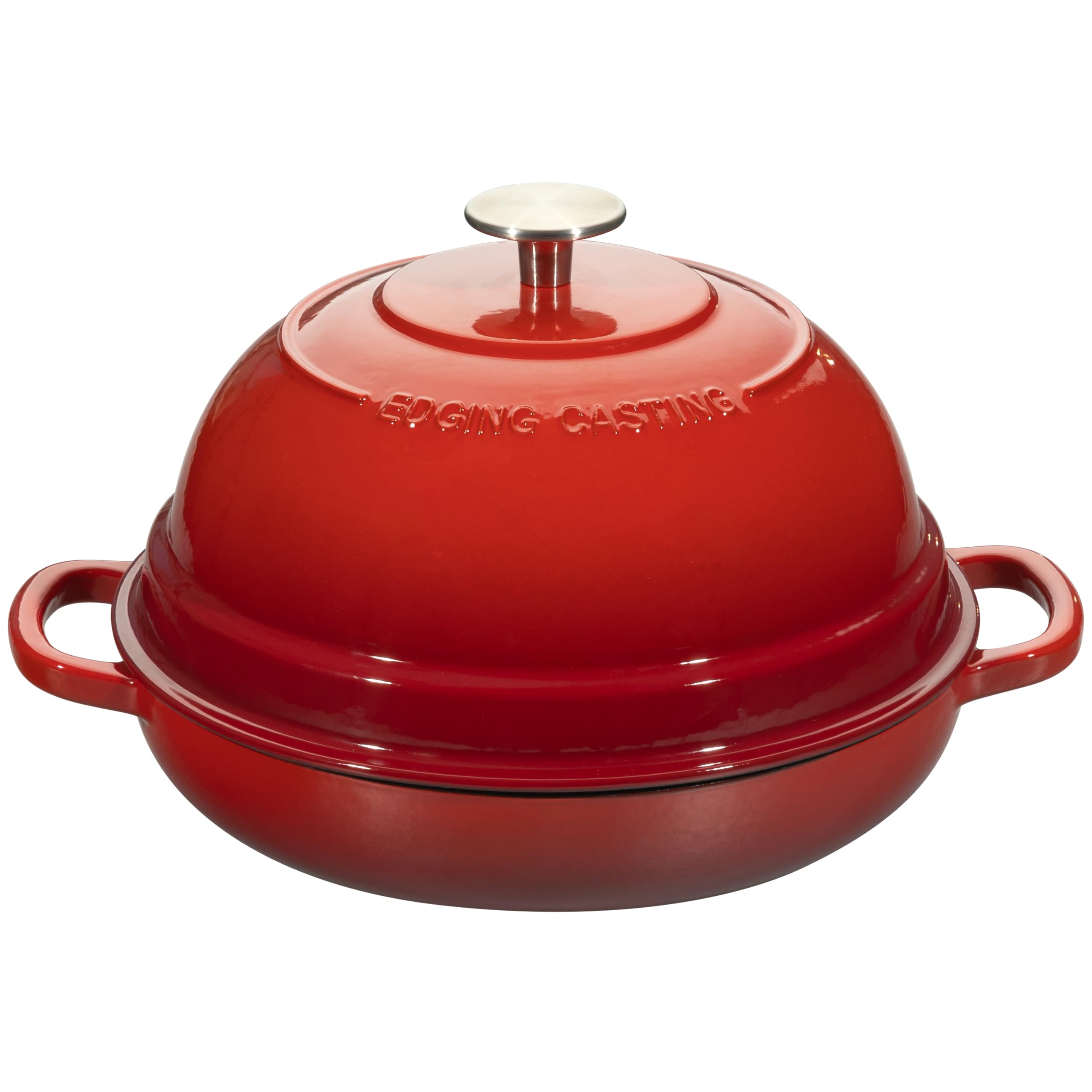 EDGING CASTING Enameled Cast Iron Dutch Oven Pot with Lid, Round Bread Oven for Homemade Sourdough Bread Baking, 6 Quart, Red