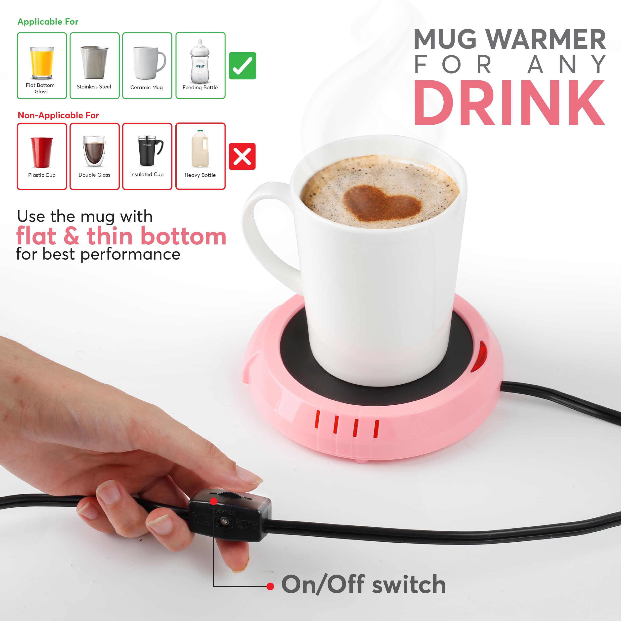 Large Candle Warmer Plate Safely Releases Scents Without A Flame - Used As Candle Jar Warmer, Coffee Warmer, Mug Warmer, Cup War