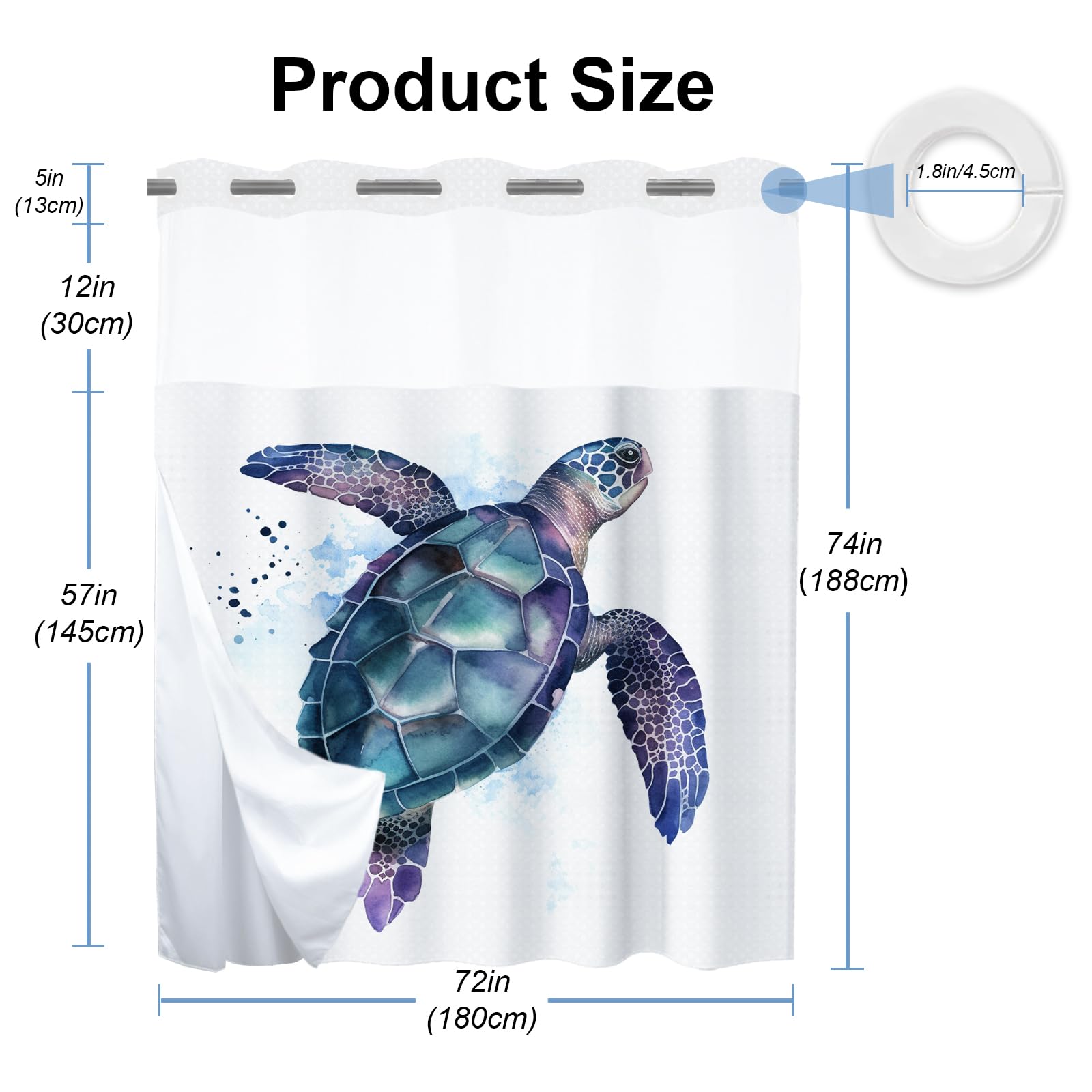 Final Friday Funny Sea Turtle Shower Curtains Ocean Animal Cartoon Kids Theme No Hook Waffle Weave Shower Curtain With Snap In L