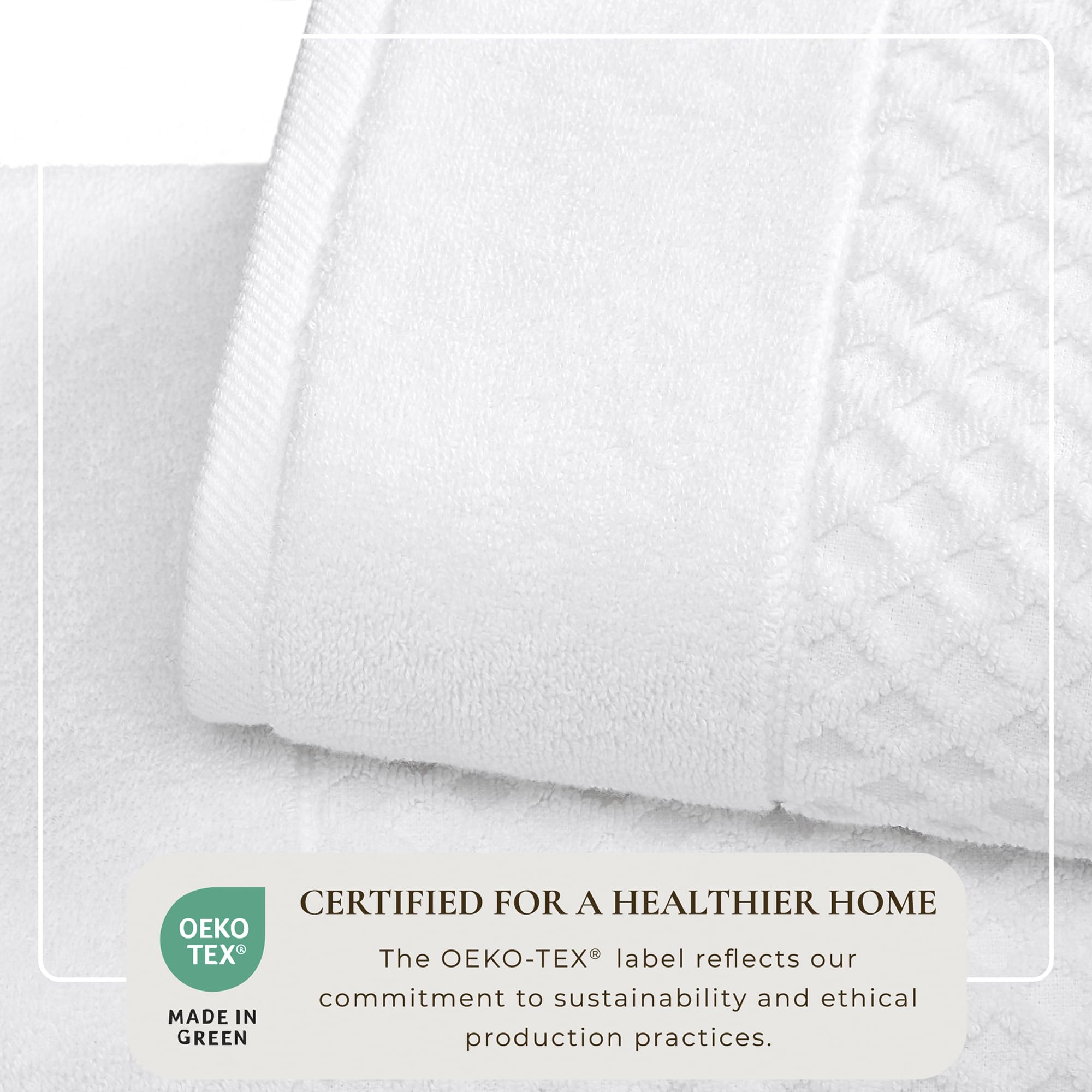 Great Bay Home 100% Cotton Bath Towel and Washcloth Sets | 2 Bath Towels  2 Hand Towels  and 2 Washcloths | Quick Dry Bath Towels | Grayson Collection (6 Piece Set  Diamond Optic White)