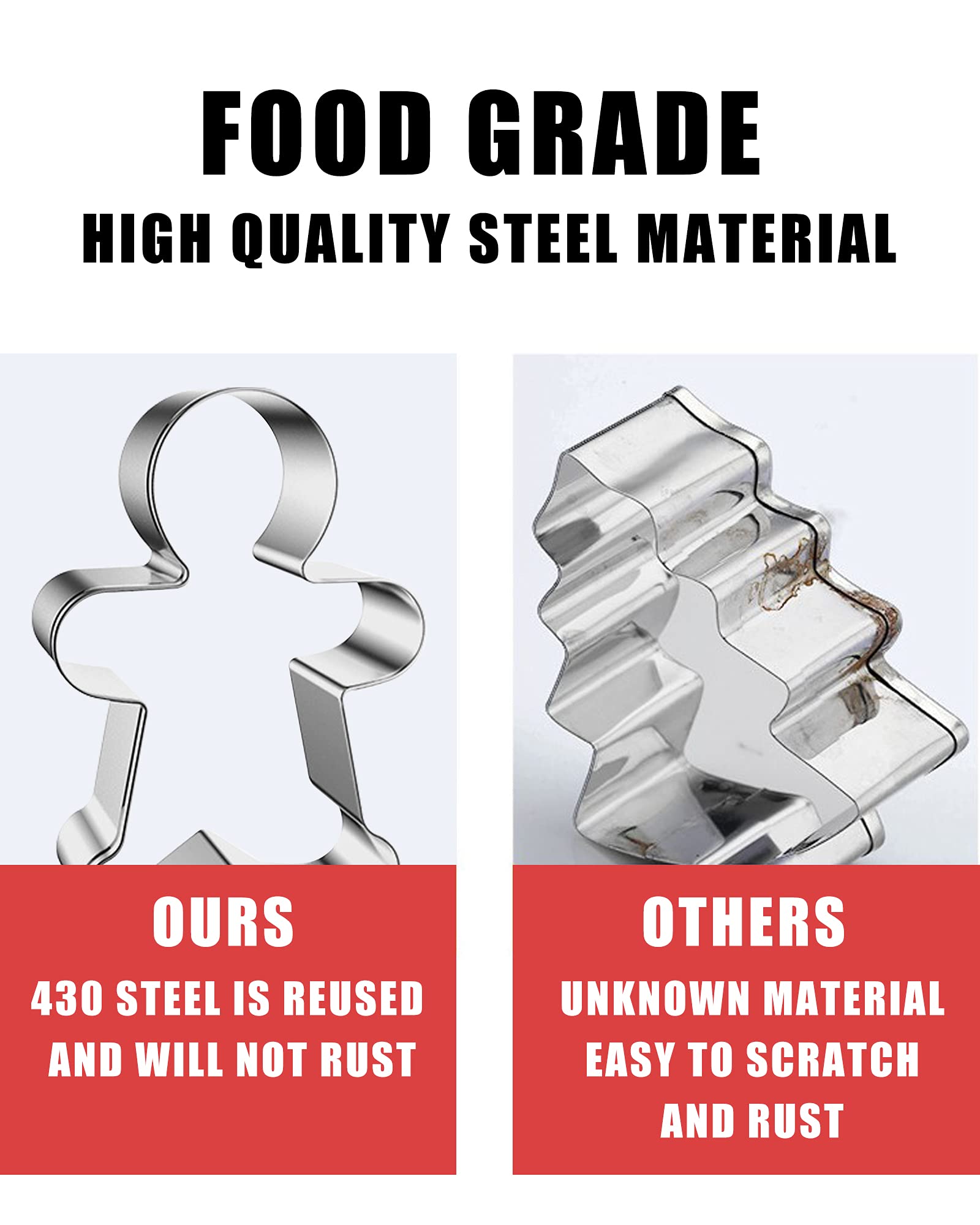 16 Pcs Christmas Cookie Cutters Winter Set With Decorating Instructions Stainless Steel Gingerbread Man Tree Snowflake Candy Can