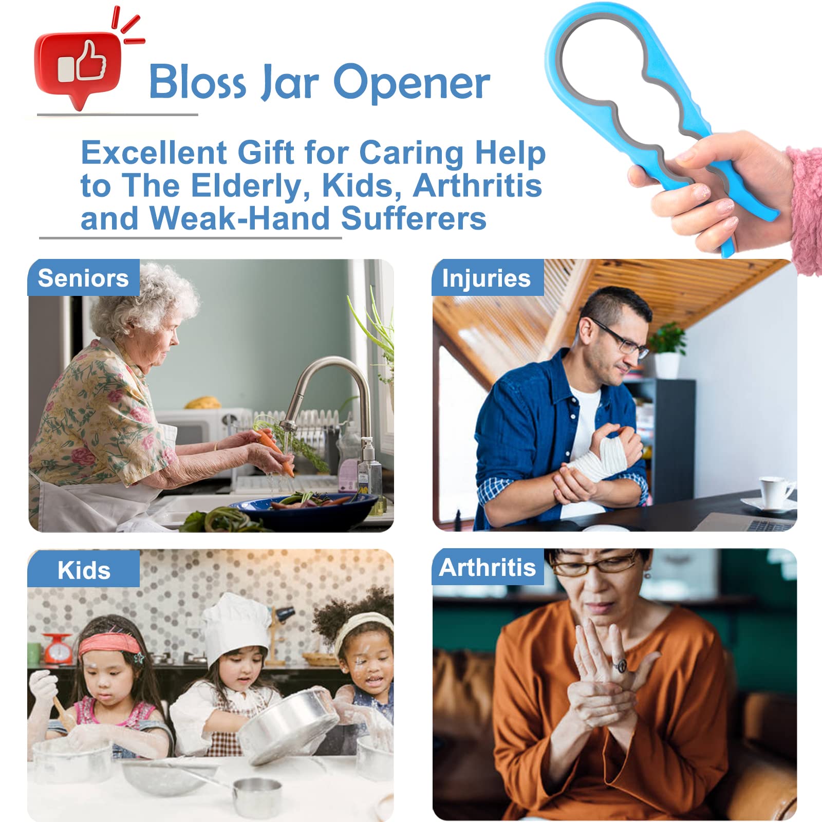 Bloss Anti-Skid Jar Opener Jar Lid Remover Rubber Can Opener Kitchen Grippers To Remove Stubborn Lids, Caps And Bottles Great Ki