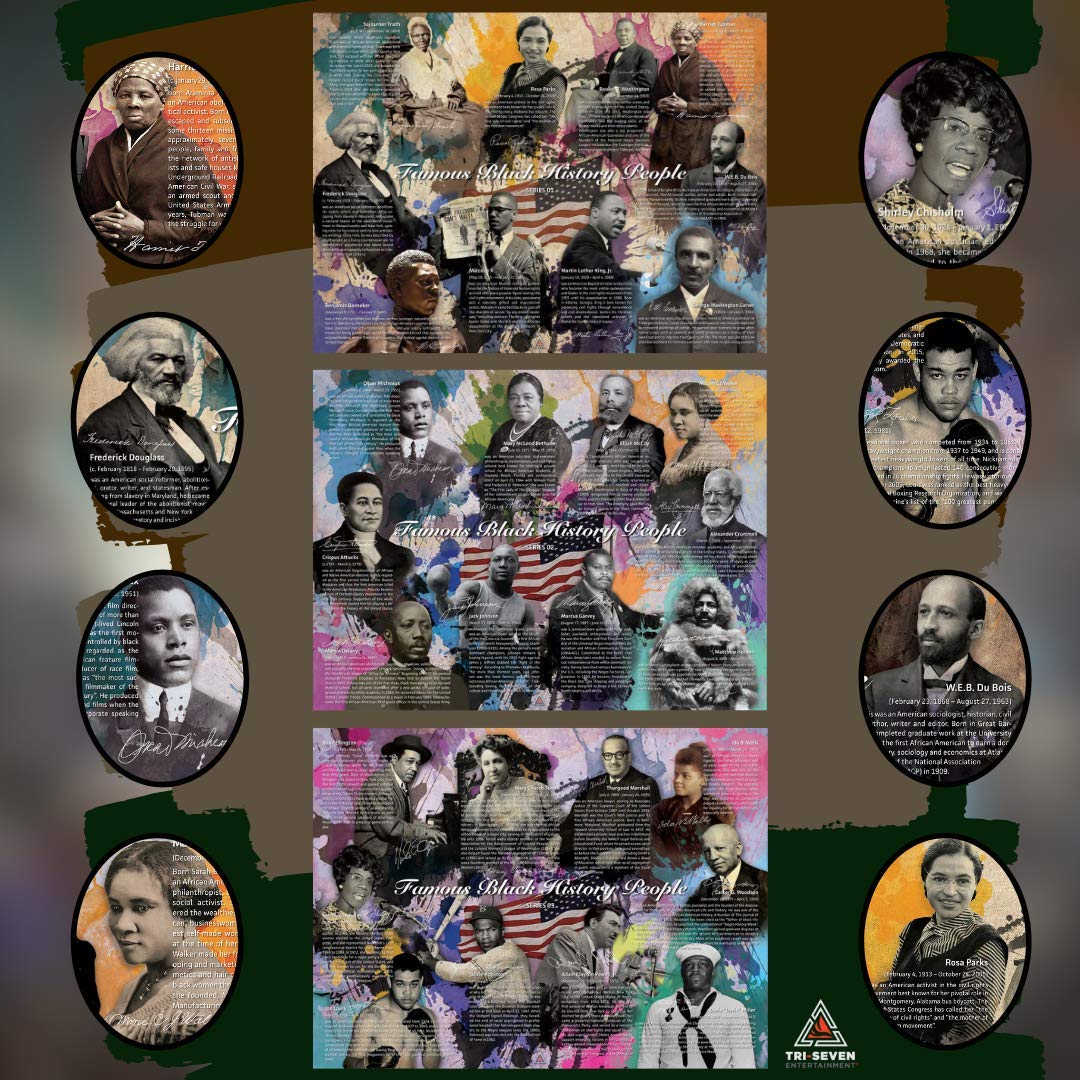777 Tri-Seven Entertainment Famous Black History People Poster Series 1-3 (Bundle)  24''x18'' Unframed  Multicolor