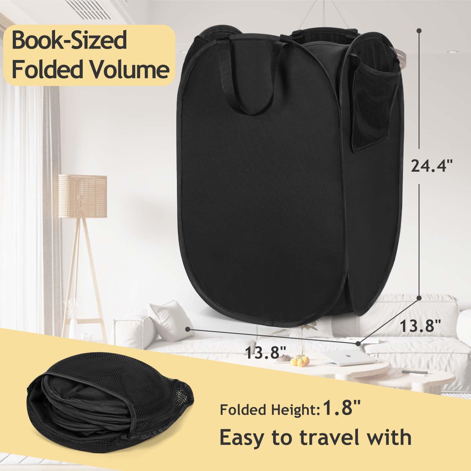 2024 Upgraded Oxford Pop-Up Laundry Hamper 2 Pack, 70L(18.5 Gal) Laundry Basket With Durable Handles Solid Bottom High Carbon St
