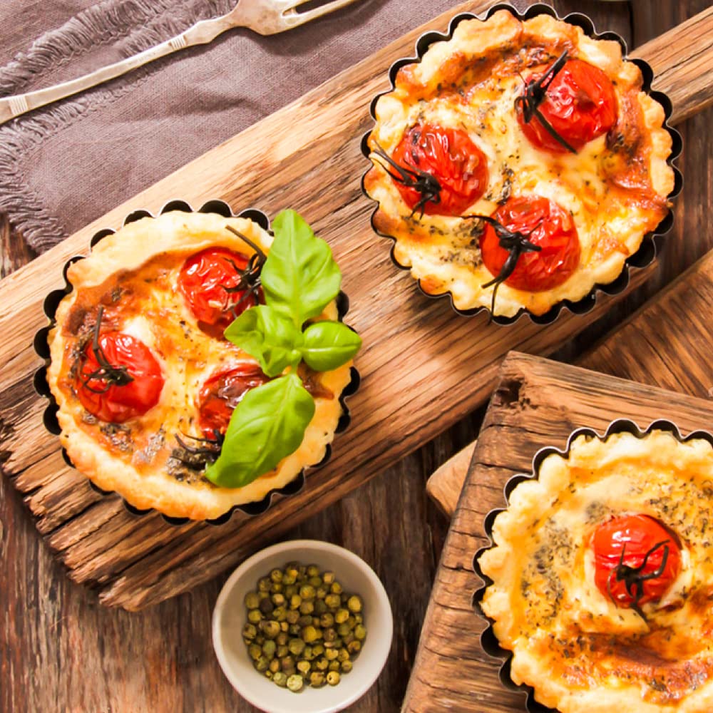 Cyimi Mini Tart Pan Set Of 12, Non-Stick 4 Inch Quiche Pan, Removable Bottom Tart Pan For Pies, Quiche Bakeware, Cheese Cakes, D