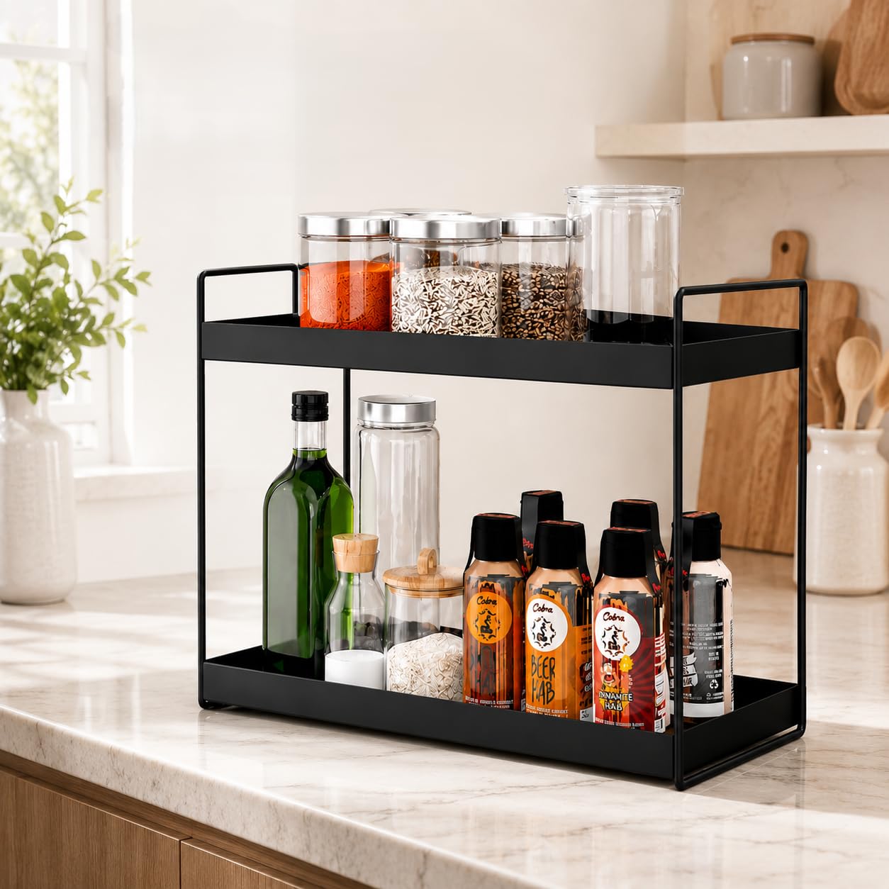Jd Fresh 2 Tier Multipurpose Kitchen & Bathroom Storage Rack/Countertop Kitchen Organizer Storage Basket/Self Storage And Large 