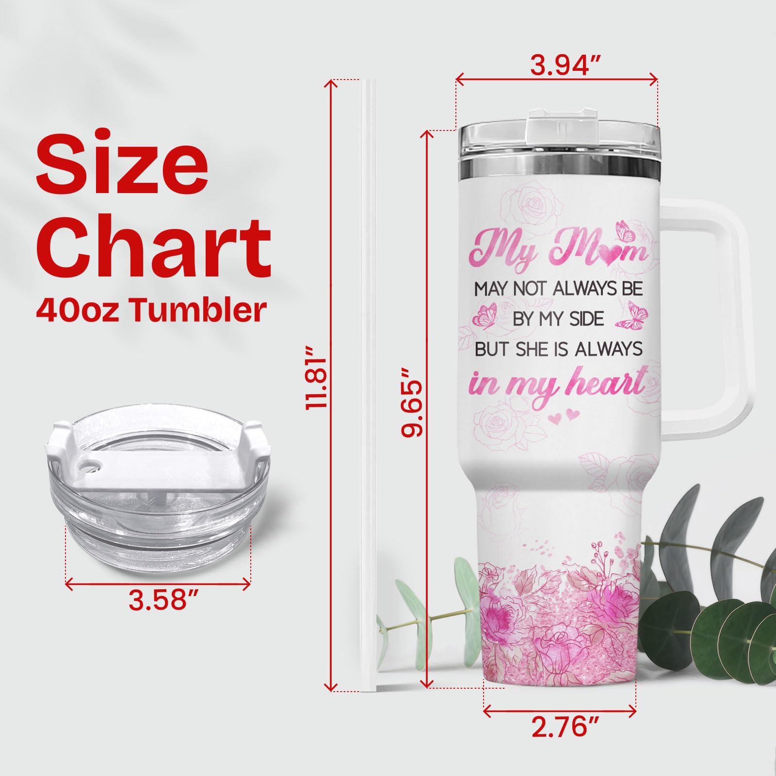 34HD Mothers Day Gifts for Mom Daughter, Mom and Daughter Tumbler with Handle and Straw, 40oz Mommy Insulated Tumbler, Mama Coff
