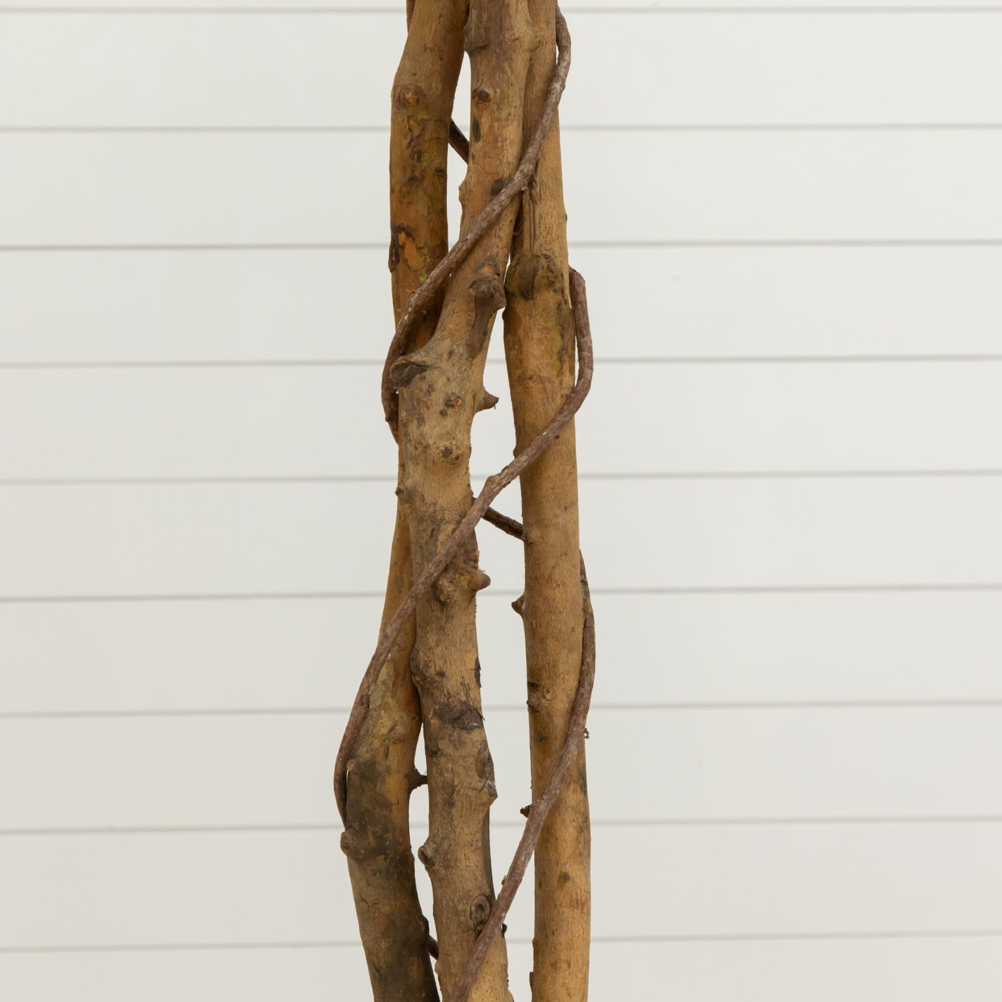 Nearly Natural 6ft. Triple Trunk Ficus Artificial Tree with Natural Trunks in Handmade Natural Jute and Cotton Basket Planter