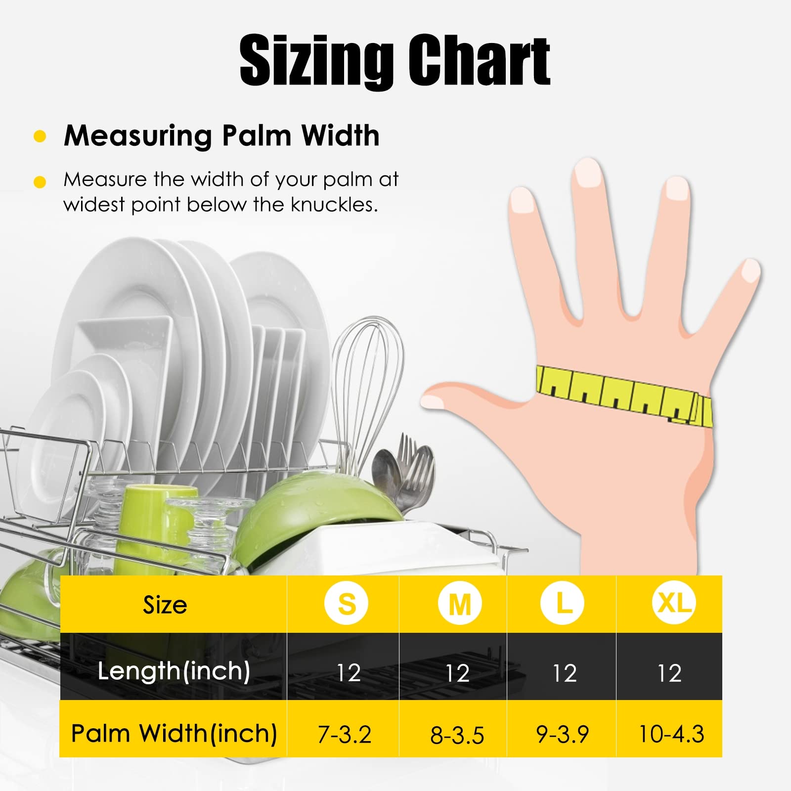 Iucge Rubber Cleaning Gloves Yellow 3 Pairs For Household,Reuseable Dishwashing Gloves For Kitchen(3,Large)