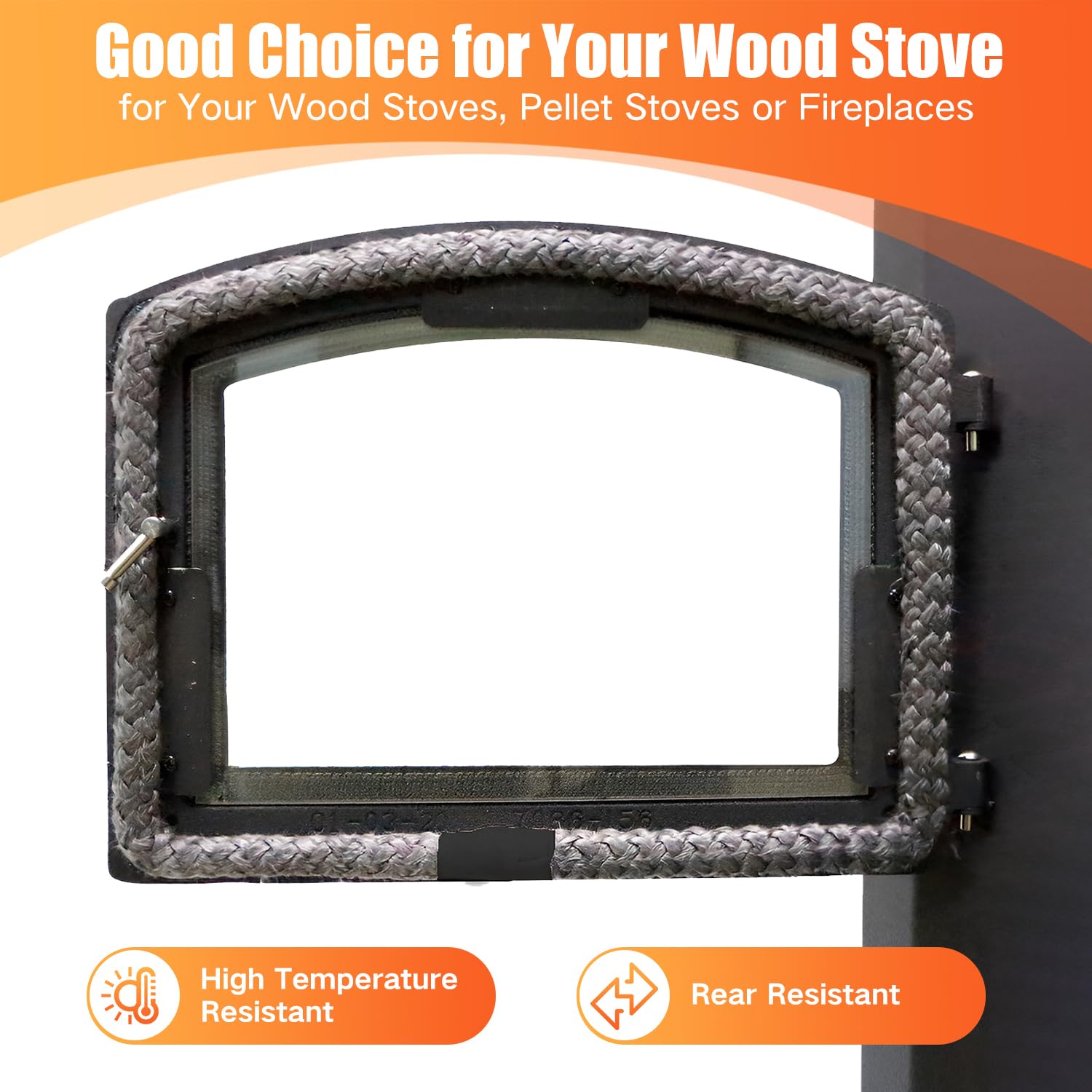 Protalwell Wood Stove Gasket, (1'' Diameter) Wood Stove Door Gasket, Heat Resistance Fiberglass Gasket Rope, Grey Color, 72 Inch