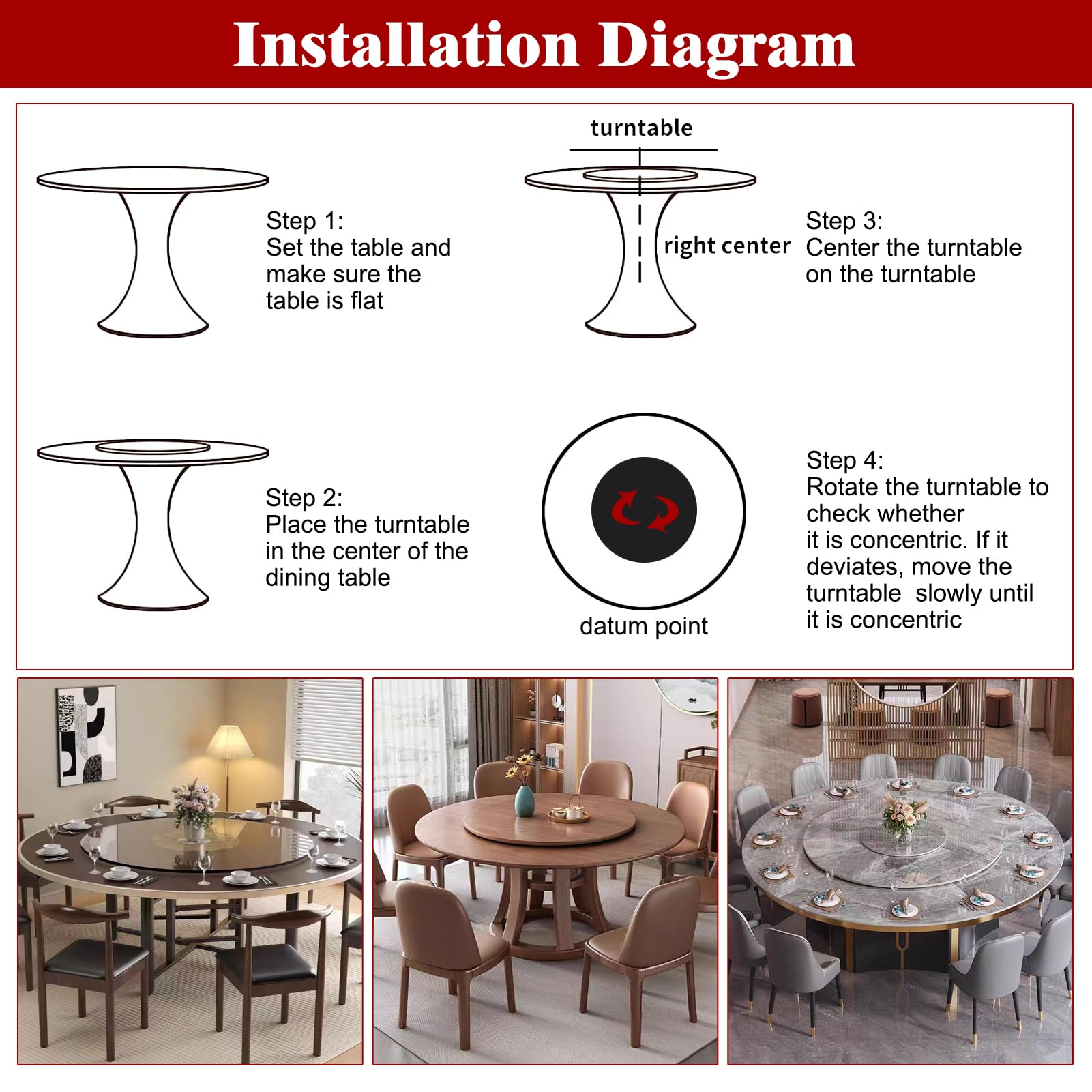 Swivel Turntable Lazy Susan Heavy Duty Aluminium Alloy Rotating Bearing Turntable Round Dining Table Smooth Swivel Plate For Kal
