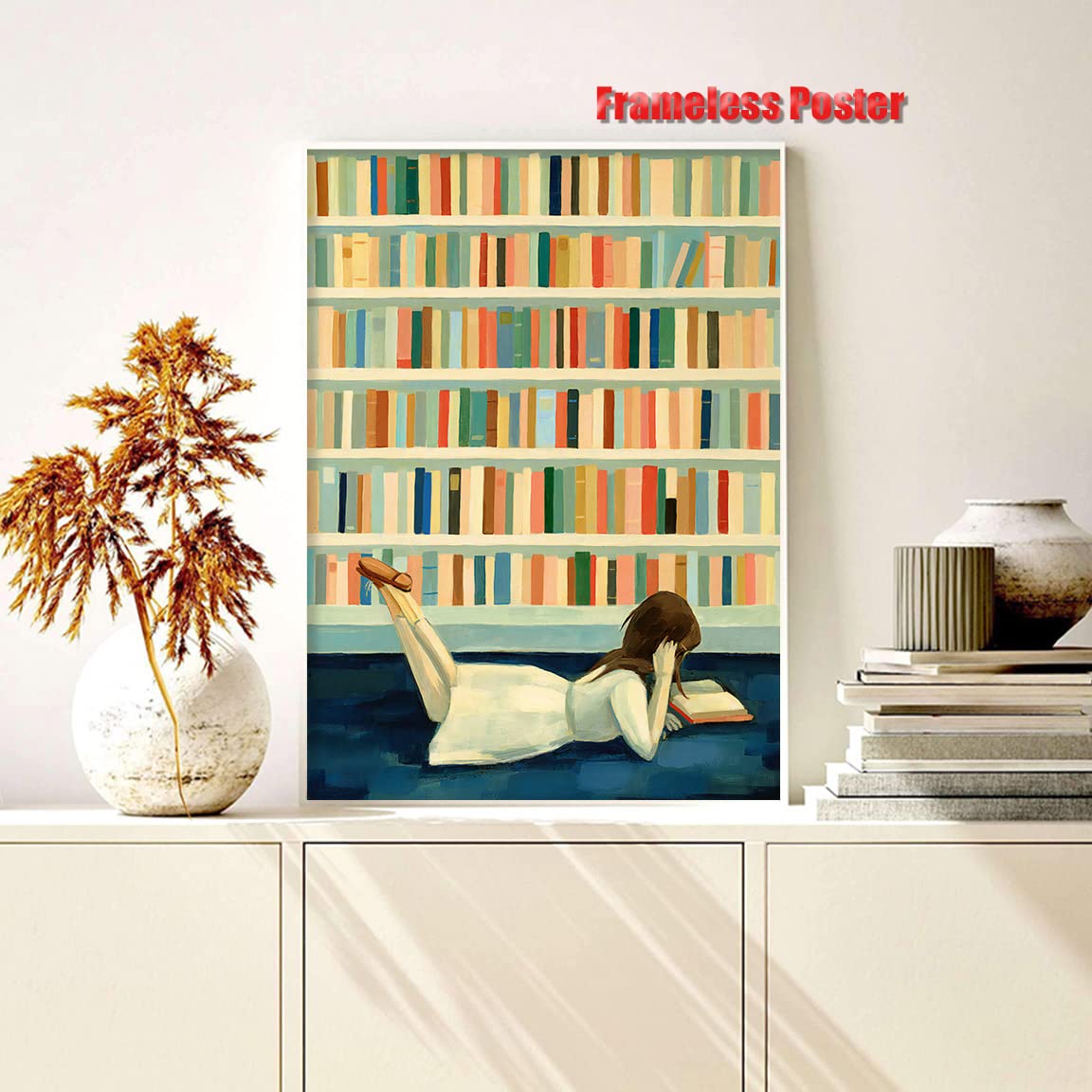 Girl Reading Book Wall Art Inspirational Poster Book Canvas Print Woman Reading A Book Painting For Bedroom Home Decor Book Post