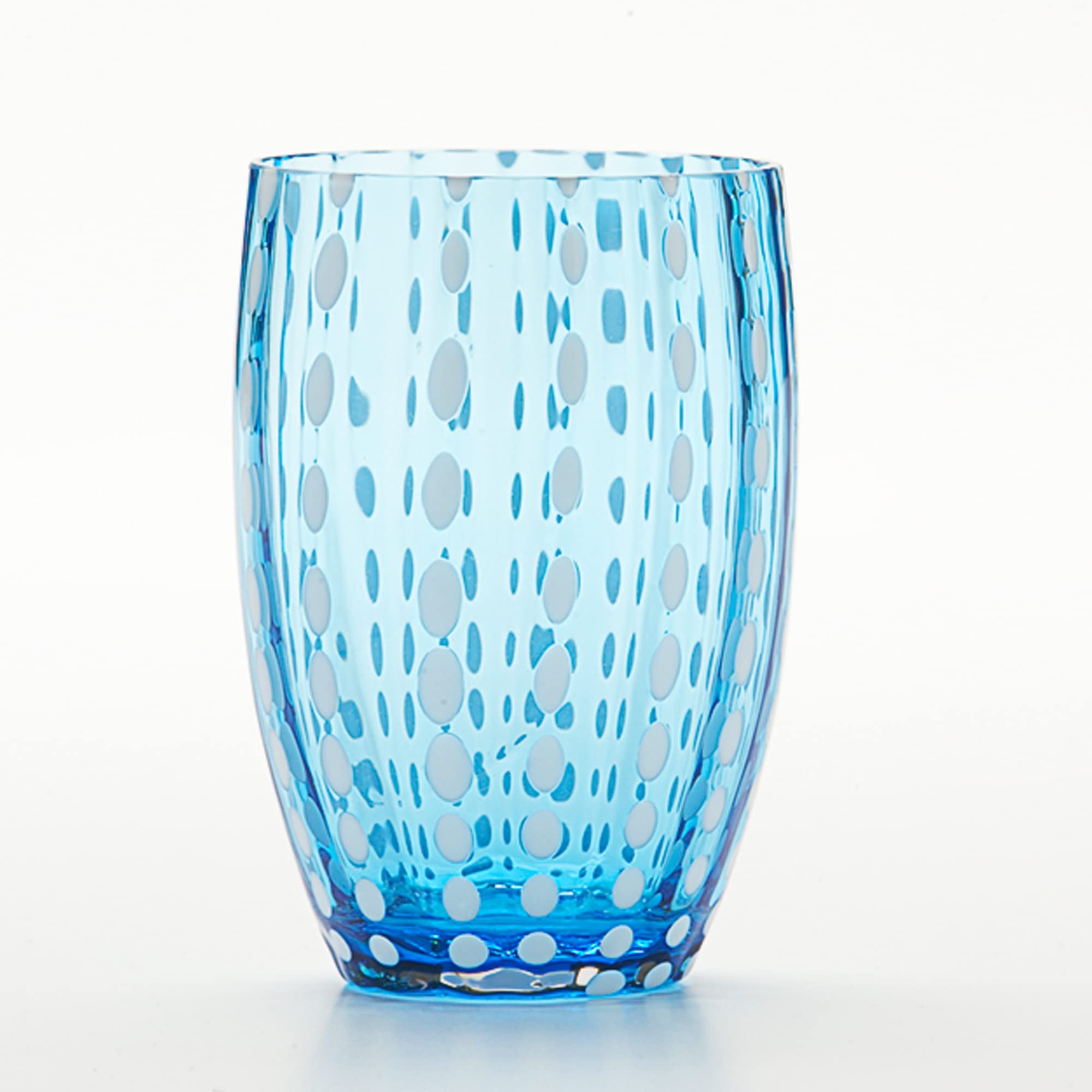 Zafferano Perle Tumbler, Glass, 11oz, Set of 2, Aquamarine