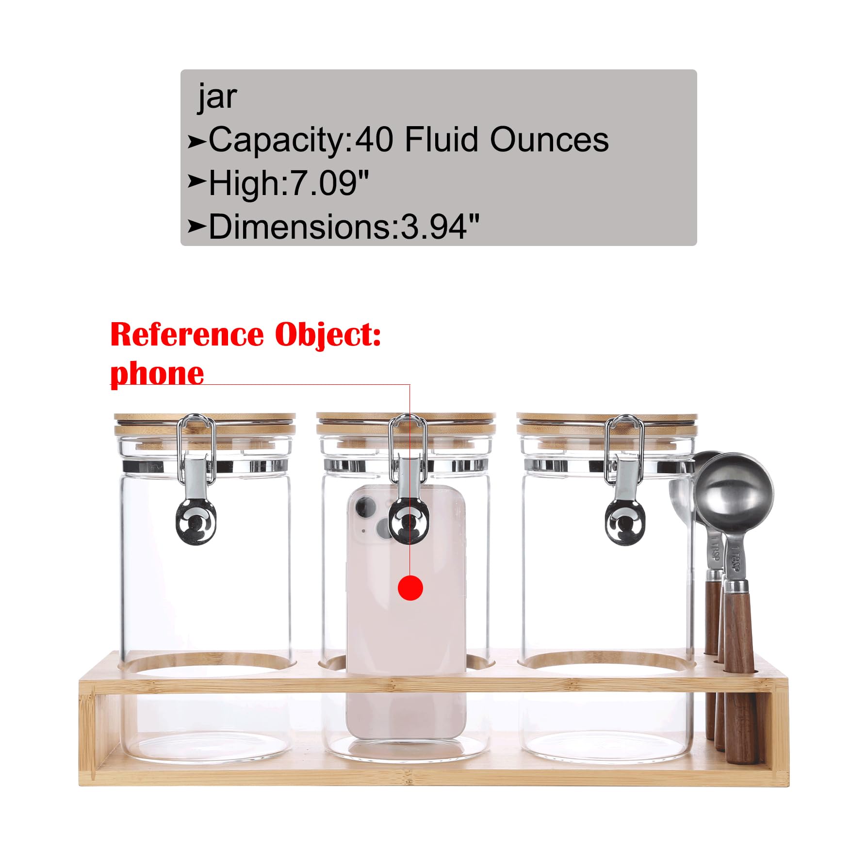 Kkc Home Accents Airtight Glass Coffee Bean Storage Jars With Scoops For Coffee Bar,Sealed Glass Canisters With Hinghed Lids For