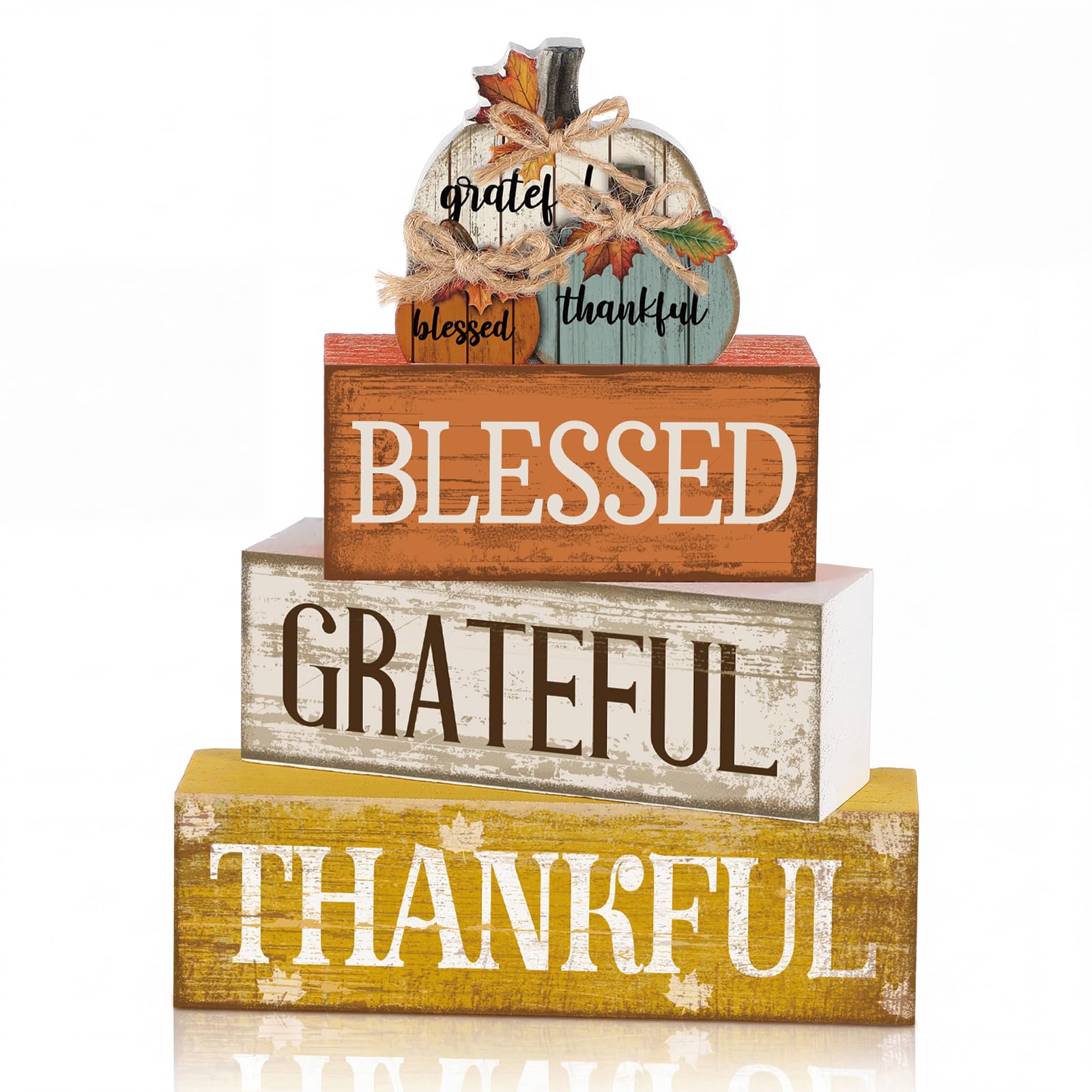 Lineshading 4 Pcs Fall Pumpkin Decor Fall Table Decoration Thanksgiving Tiered Tray Decor Thanksgiving Centerpiece Rustic Stacke