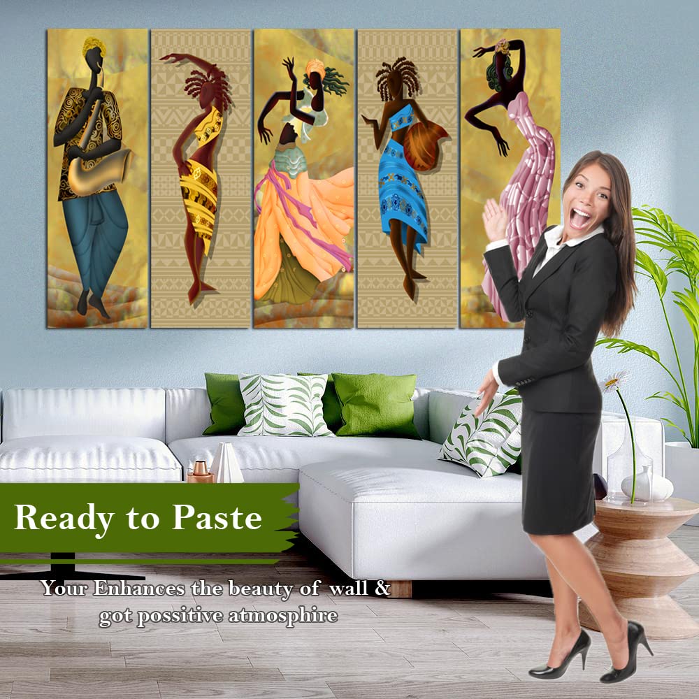 Maxstone Improve Your Place Beautiful Vinyl Folk Dance Wall Painting (Set Of 5) With Wooden Framed - Multiple Frames Digital Wal