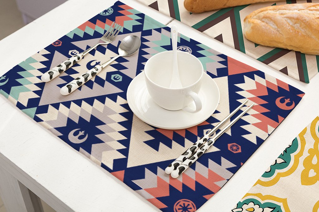 Hacaso Geometric Pattern Cotton Linen Placemats Set Of 6 Dining Table Mats(2)