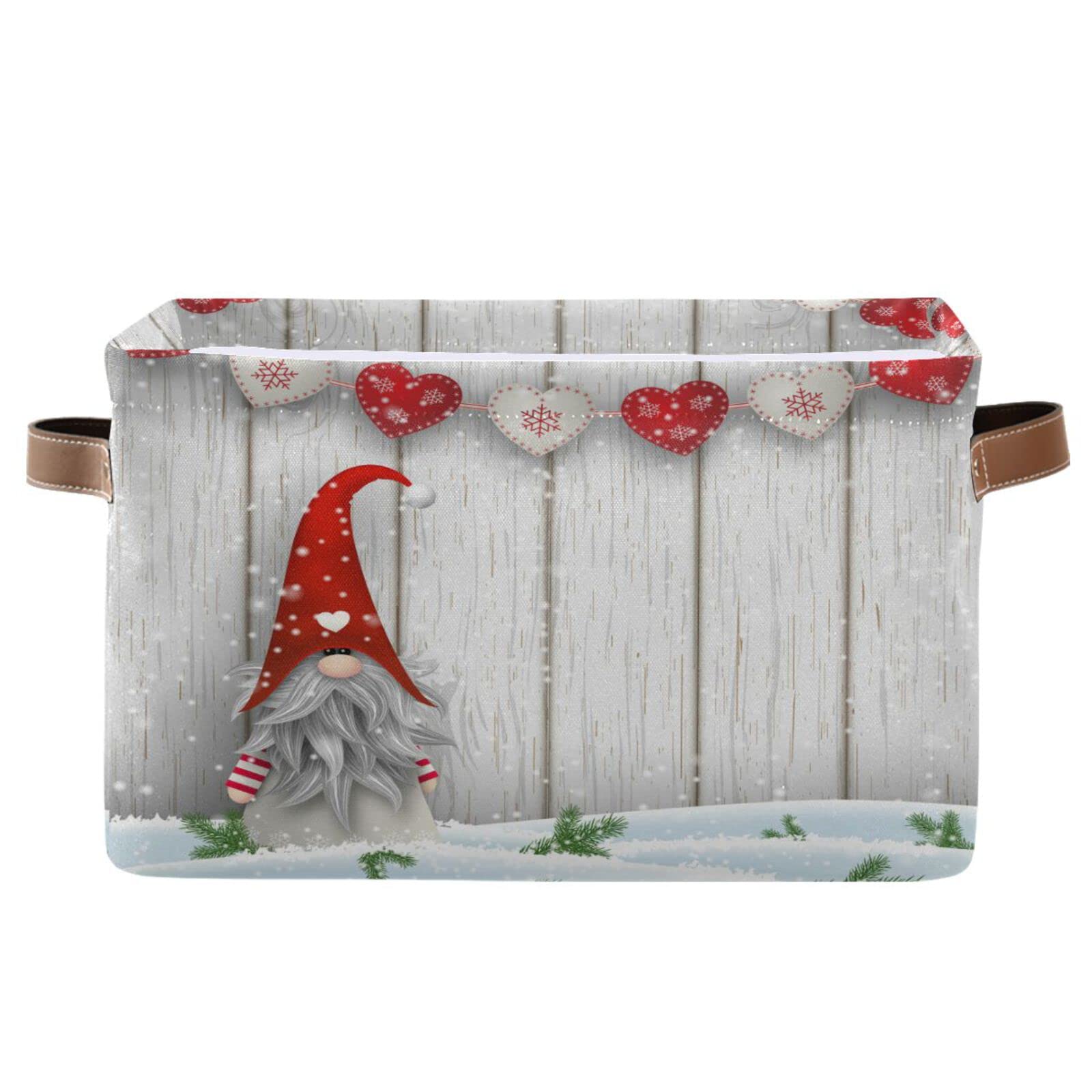 Senya Christmas Basket With Handles, Christmas Gnome Foldable Fabric Collapsible Storage Bins Organizer Bag For Storage Clothes