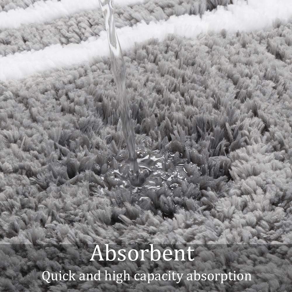 Uphome Runner Rug For Bathroom, 24X71 Modern Gray Long Bathroom Rug Non Slip Machine Washable, Soft Plush Microfiber Absorbent B