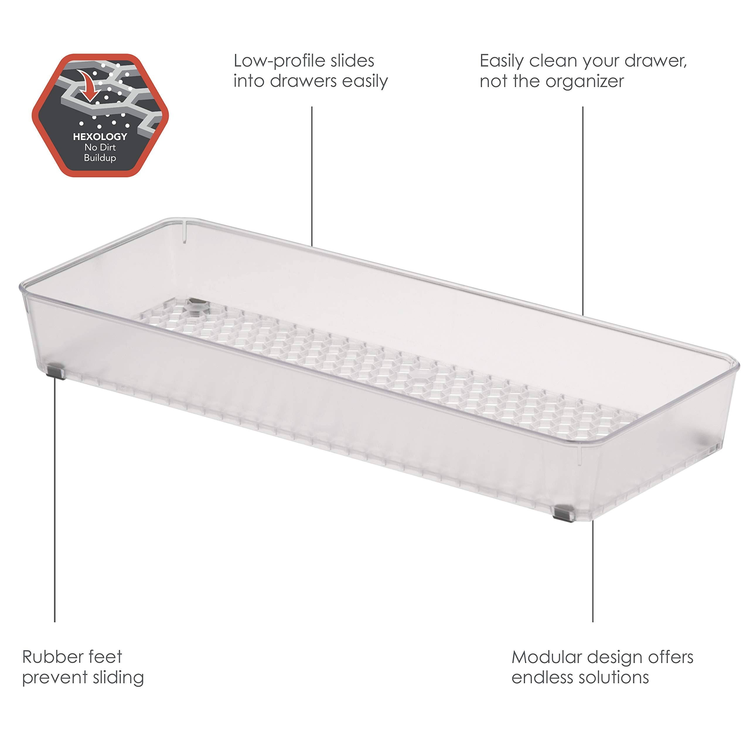Spectrum Diversified Hexa 6'' X 15'' X 2'' Buildup-Resistant Bathroom, Easy-To-Clean Kitchen Utensil Drawers, Desk Organizer Tra