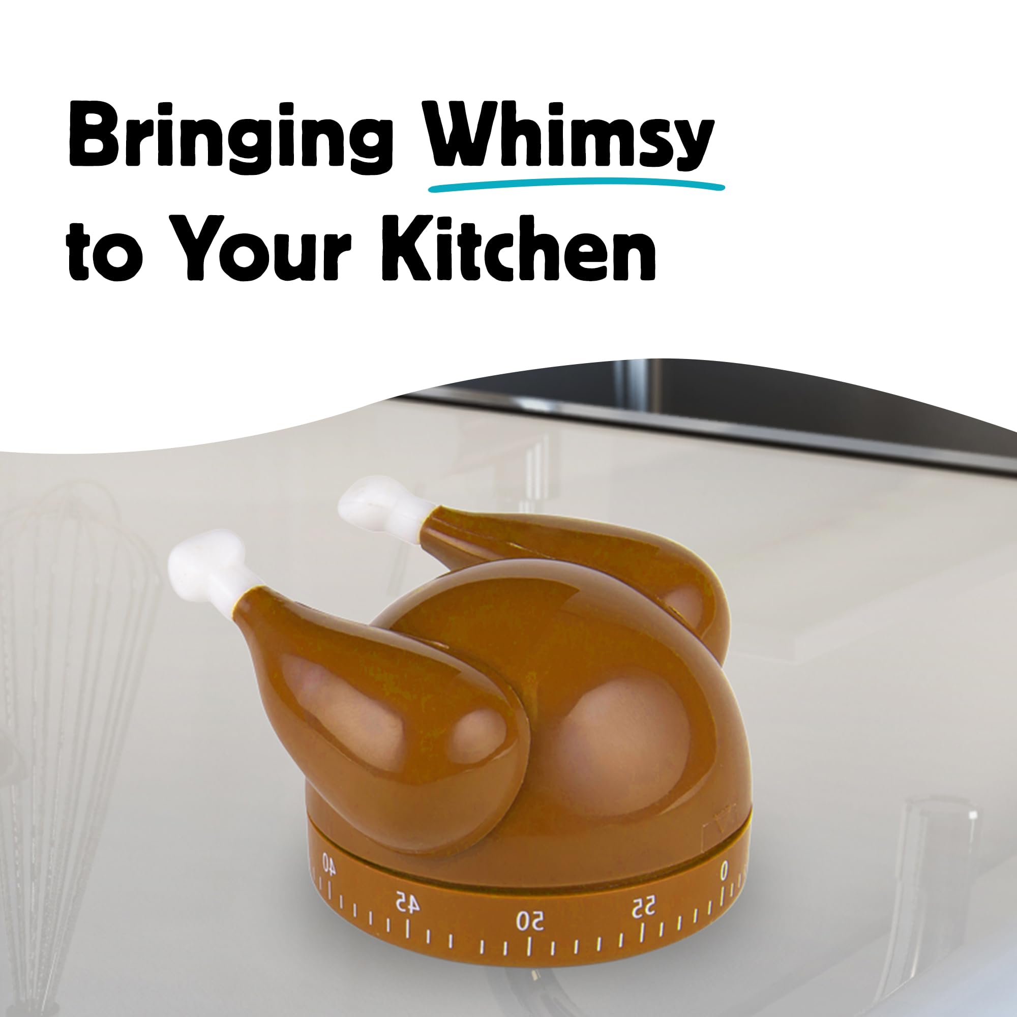 Kikkerland Turkey Timer - Fun Gadget for Home & Kitchen - 60 Minute Windup Timekeeper for Cooking - Perfect for Thanksgiving