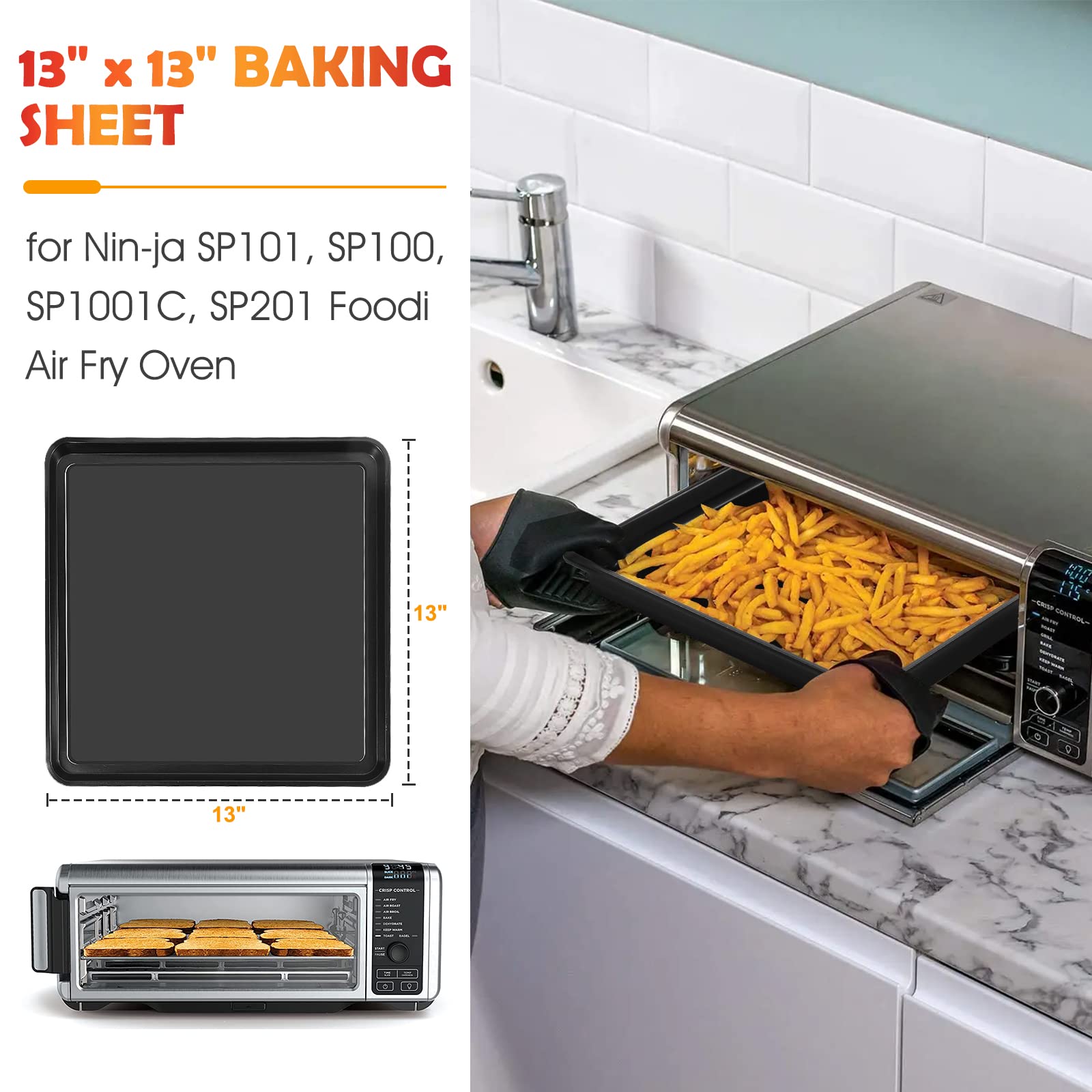 13''    13'' Nonstick Baking Sheet, Replacement Baking Pan For Ninja Sp100, Sp101, Sp1001C, Sp201 Foodi Air Fry Oven, Baking Tra