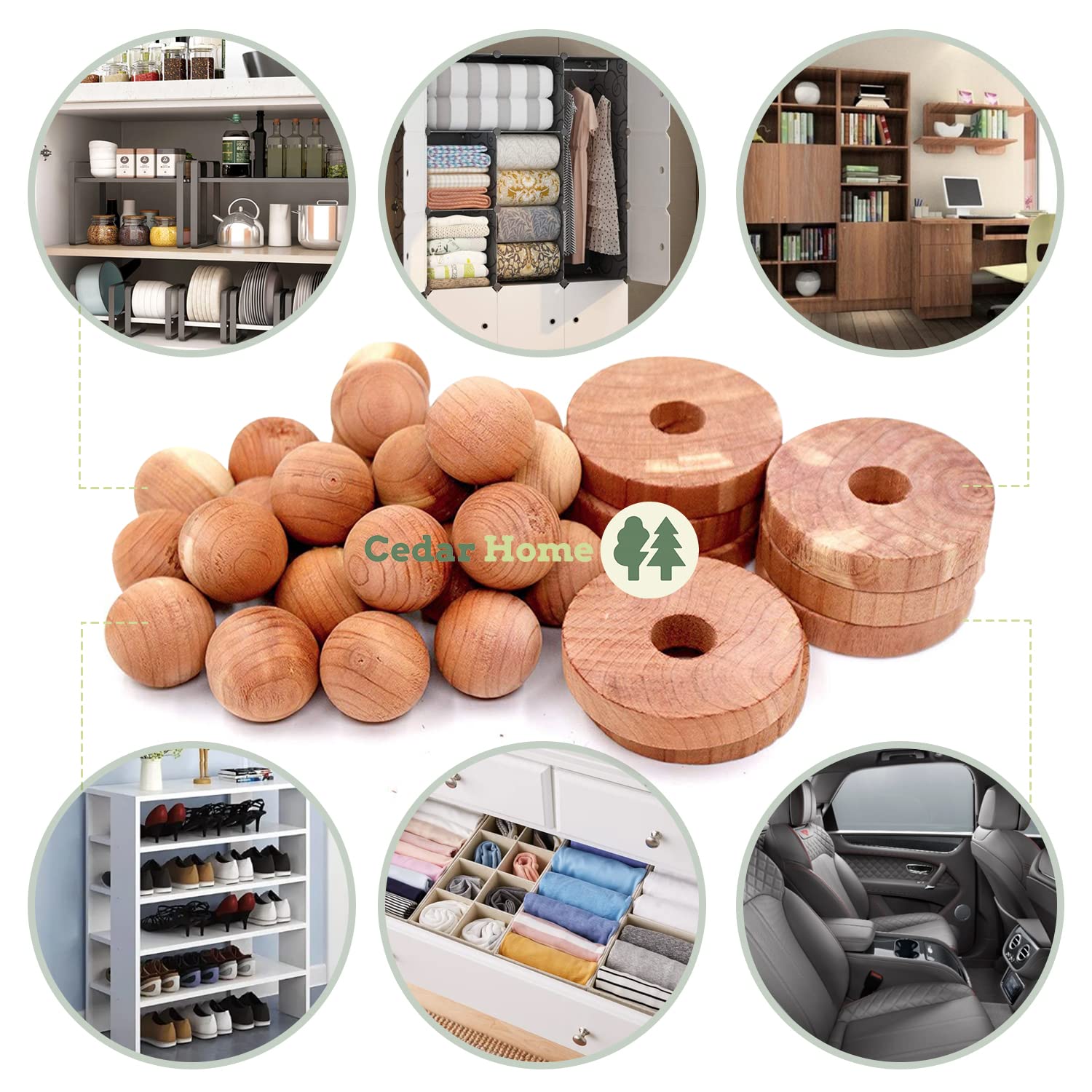 Cedar Hyde Cedar Blocks For Clothes Storage | Cedar Balls & Cedar Rings | Dresser Drawer Freshener Odor Eliminator | 40 Pieces,