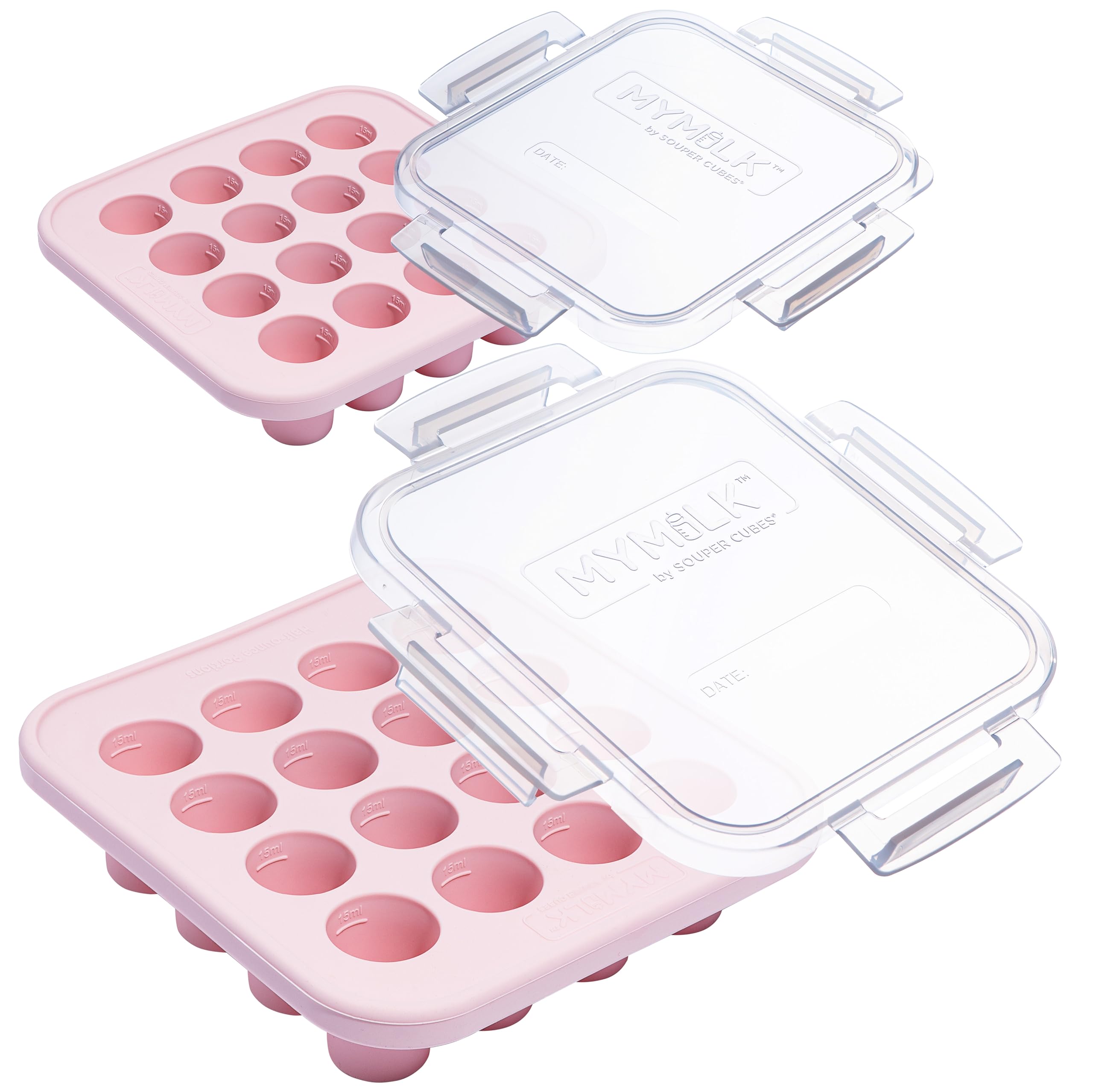 Souper Cubes MyMilk 1/2 oz. Silicone Breast Milk Freezer Trays, Each Pure Platinum Food-Grade Silicone Tray Holds 8 oz., Perfect