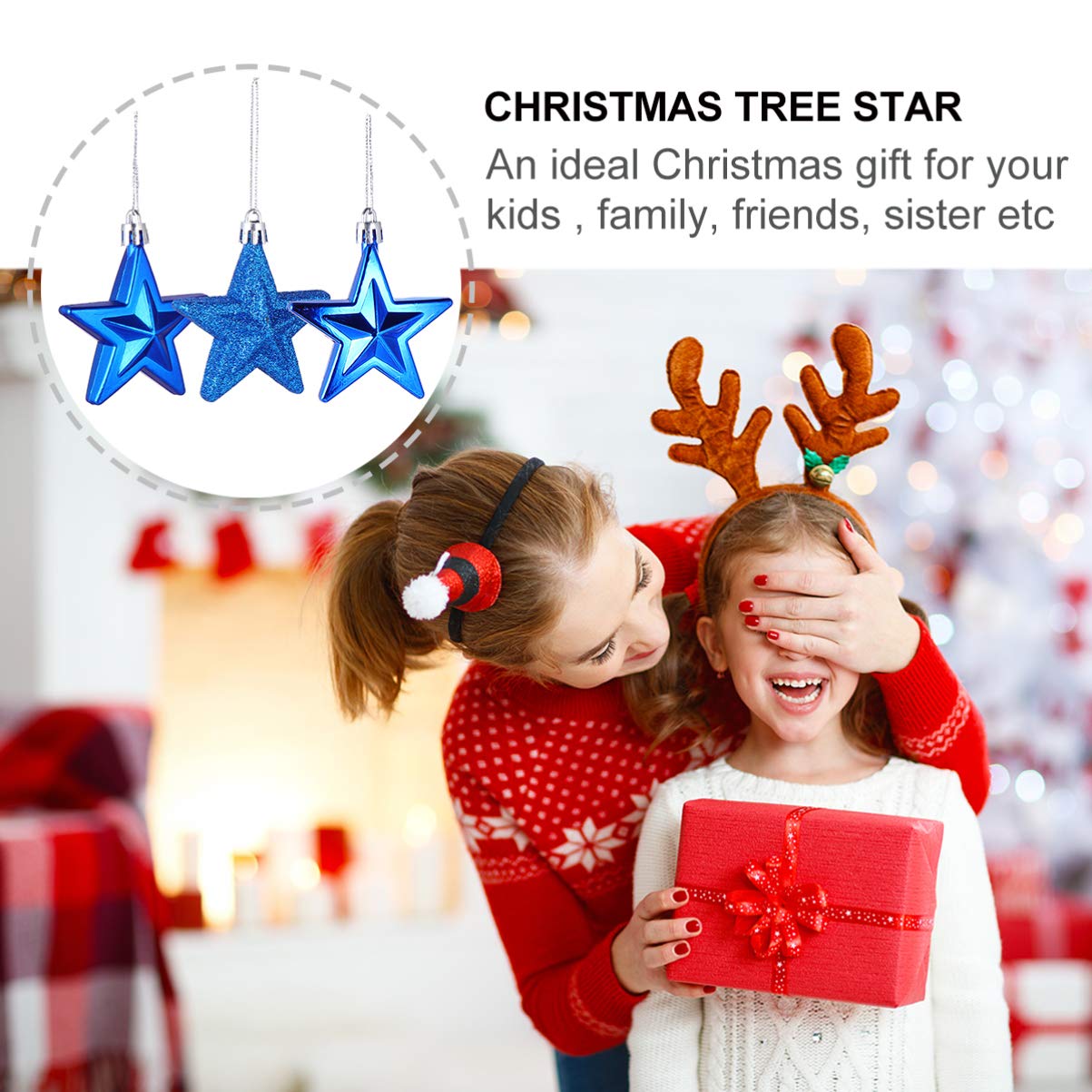 BESPORTBLE 18pcs Chic Five-Pointed Star Christmas Tree Decor and Hanging Ornaments for Holiday Home Decoration for Festive Atmos