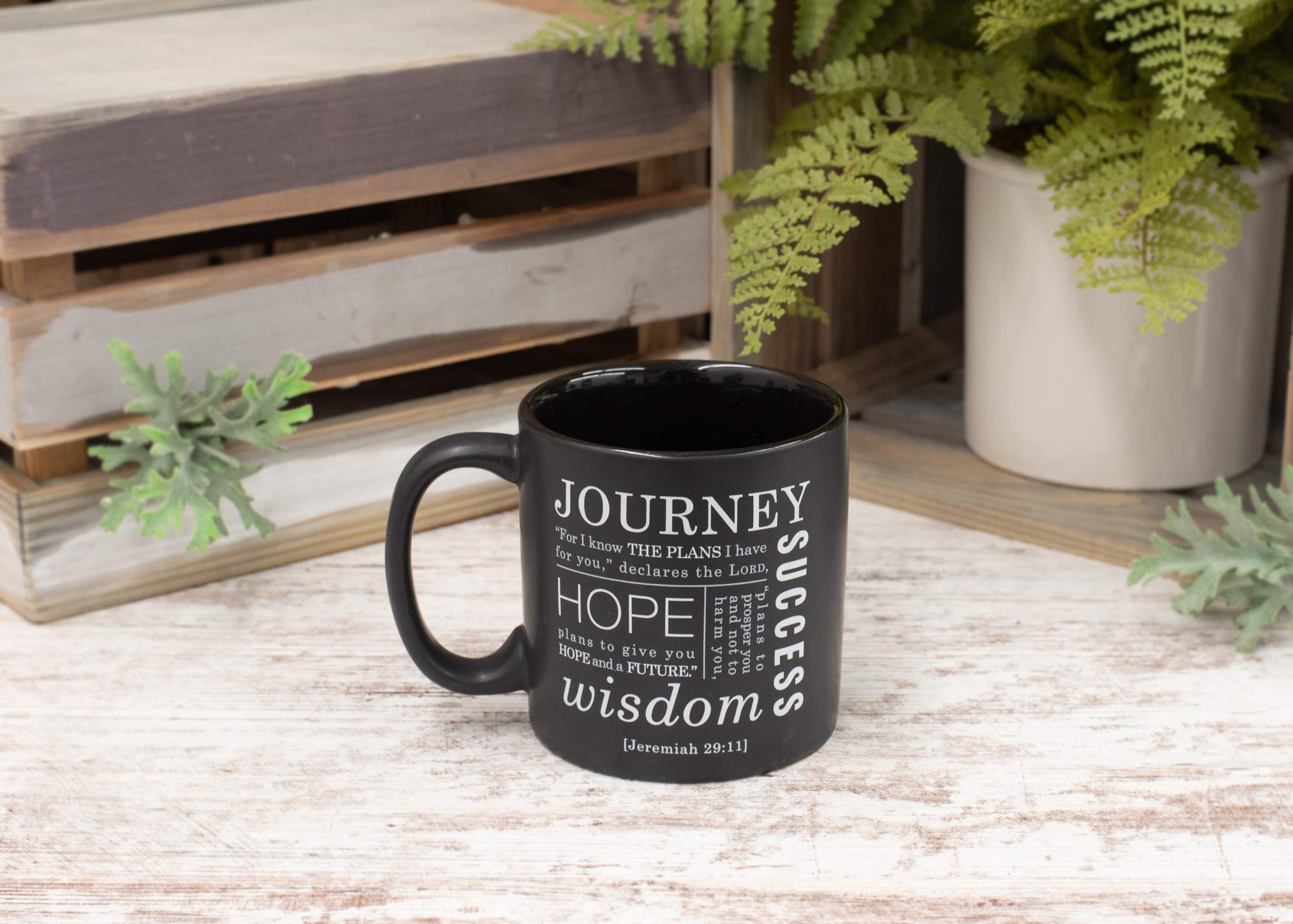 Lighthouse Christian Products The Lord Plans The Journey Matte Black 16 Ounce Ceramic Mug