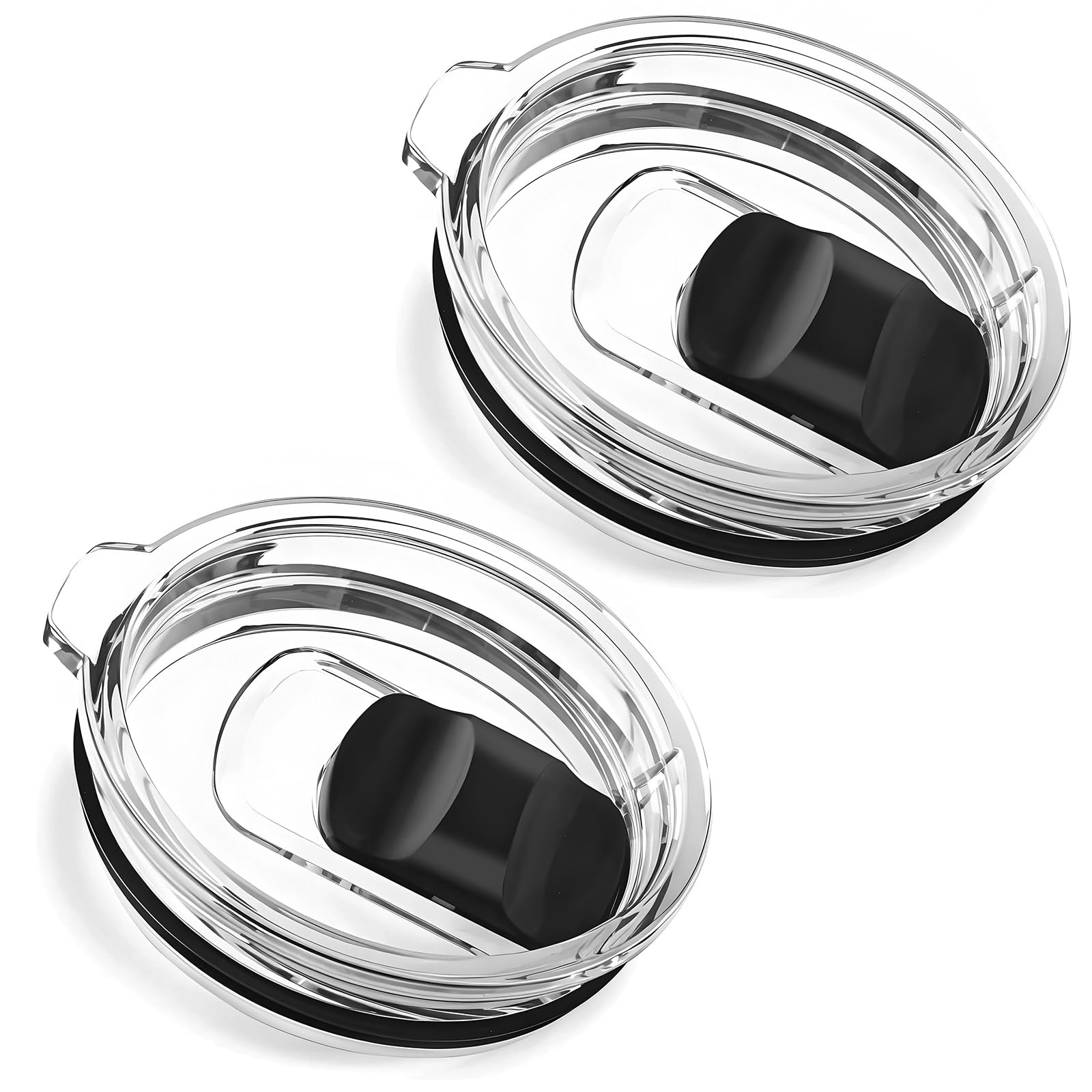 2 Pack Replacement Mug Lid Compatible with Ember 14 oz (1st & 2nd Gen), Magnetic Slider Tumbler Lid, Splash Resistant, Black/Cle