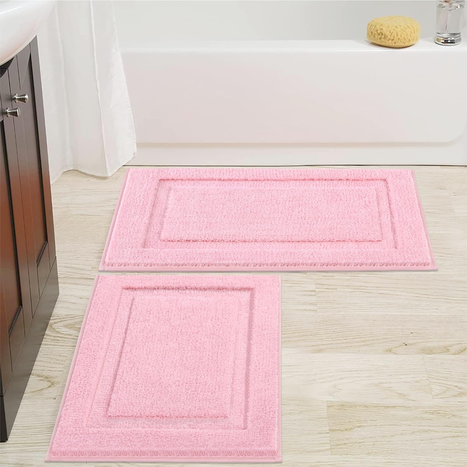 Shacos Super Soft Bathroom Rugs Set Of 2 Pieces 32X20 Inch Microfiber Bath Rugs Non Slip Washable Bath Mats Absorbent Bathroom M