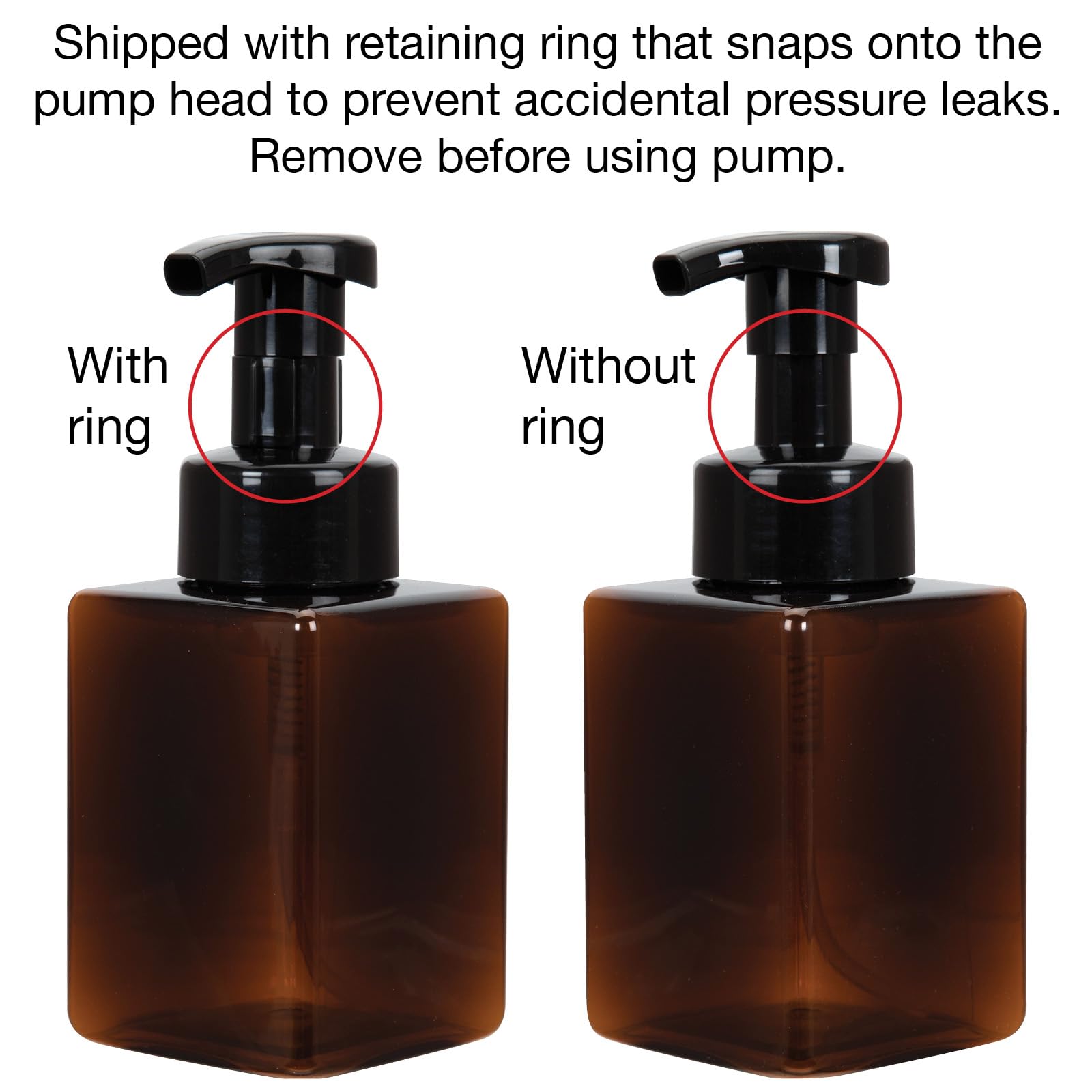 Ginger Lily Farms Foaming Soap Dispenser, Refillable Plastic Pump Bottles For Liquid Hand Soap, 12 Oz. Amber Bottle With Black P