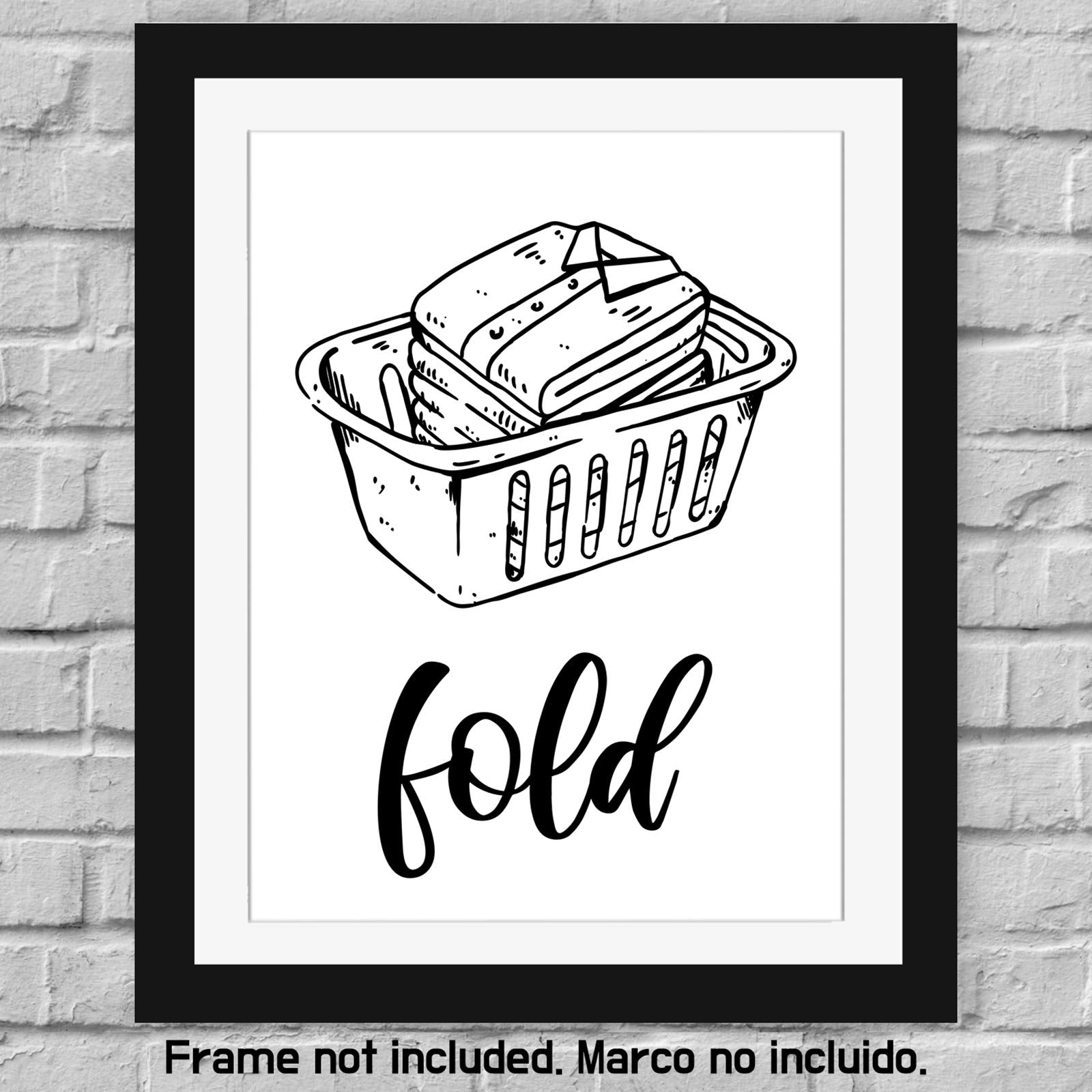 Modern 5th Laundry Room Signs (Set of 4 Unframed - 8 x 10 Inches)  Wash Dry Fold Repeat  Typography Wall Art Decor Prints  Black and White Print Unframed