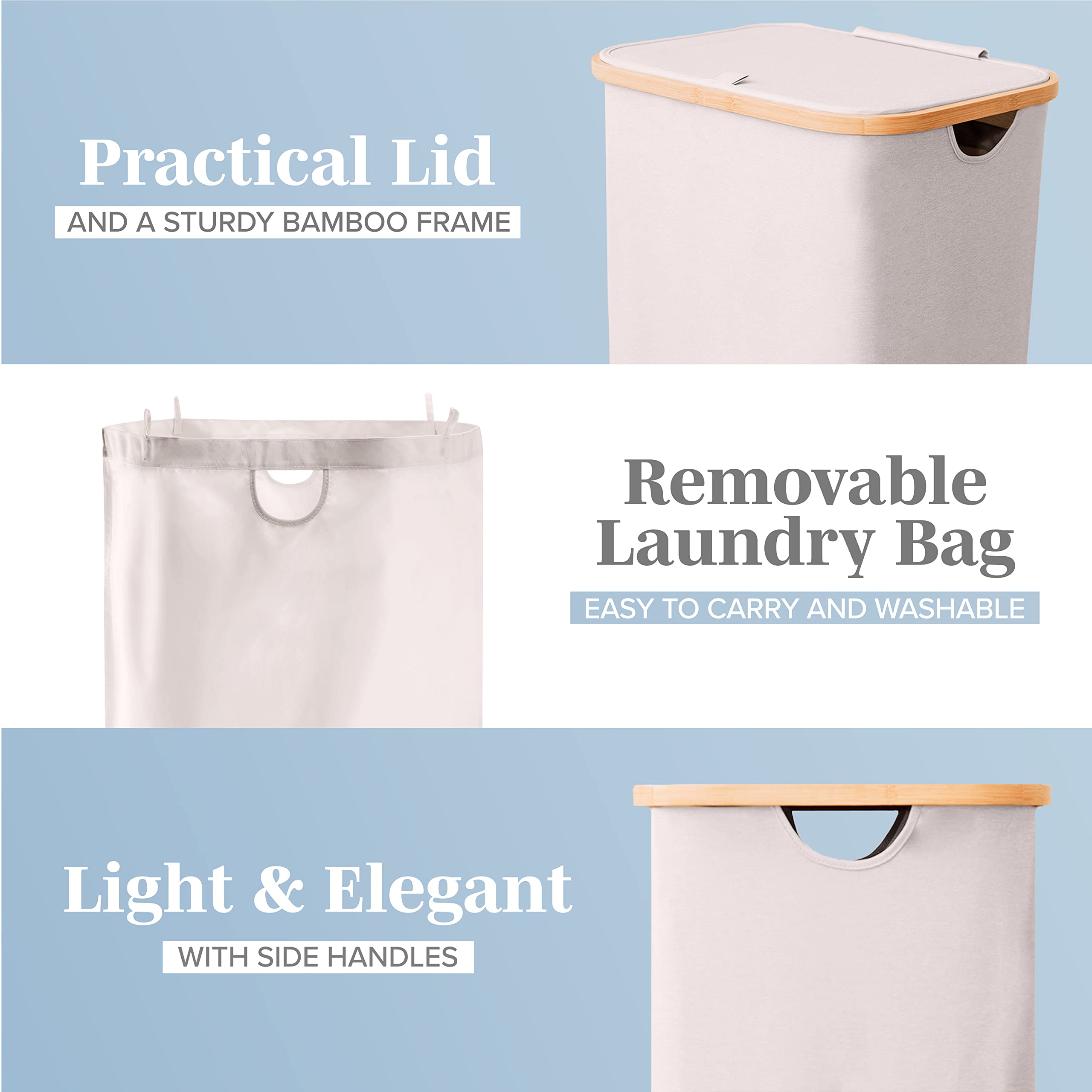 Lonbet Laundry Basket With Lid, Made From Breathable Fabric | Aesthetic Clothes Hampers For Laundry With Side Handles & Sturdy B