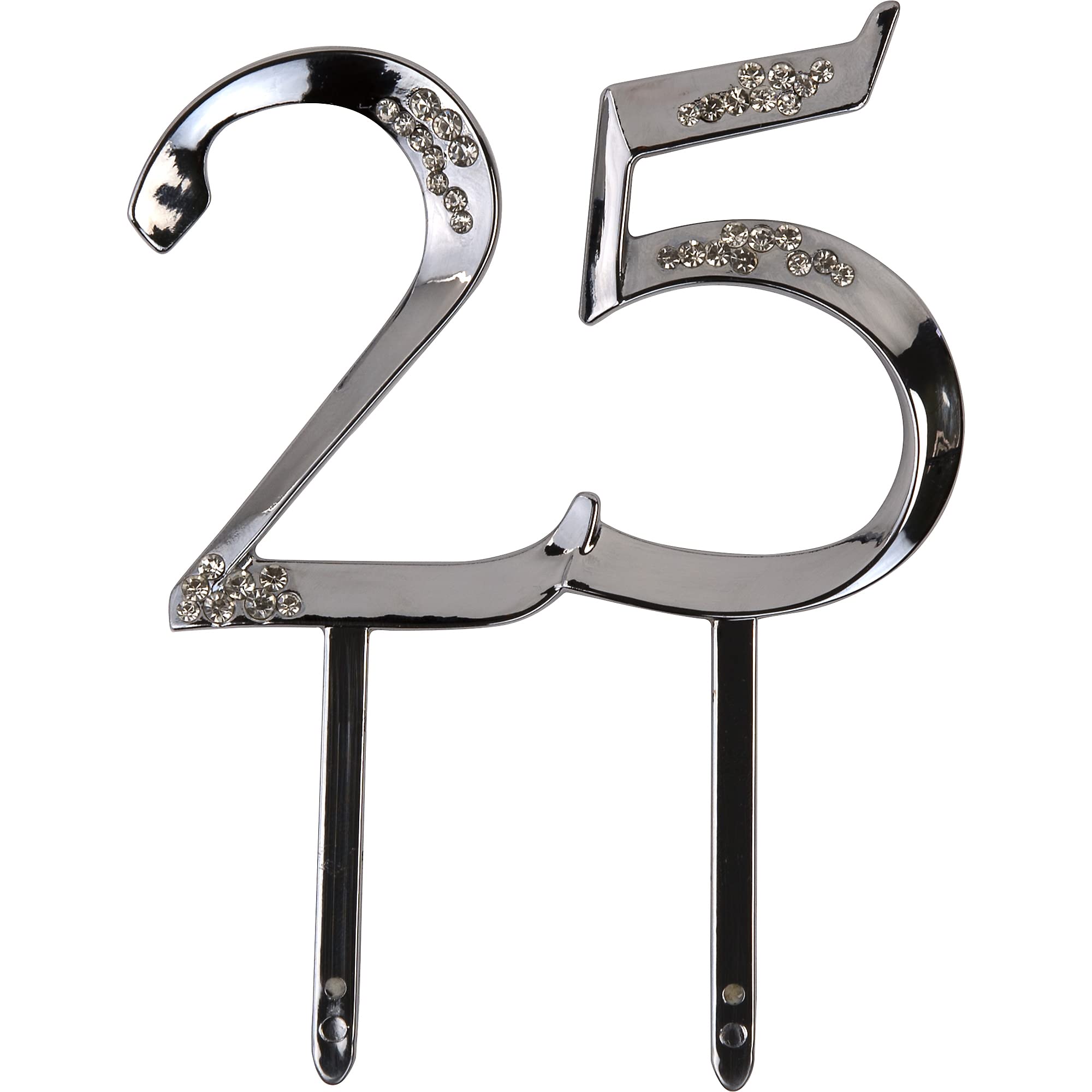 Simplicity Decorative 25Th Anniversary Cake Topper, 4'' X 2.75'', Silver