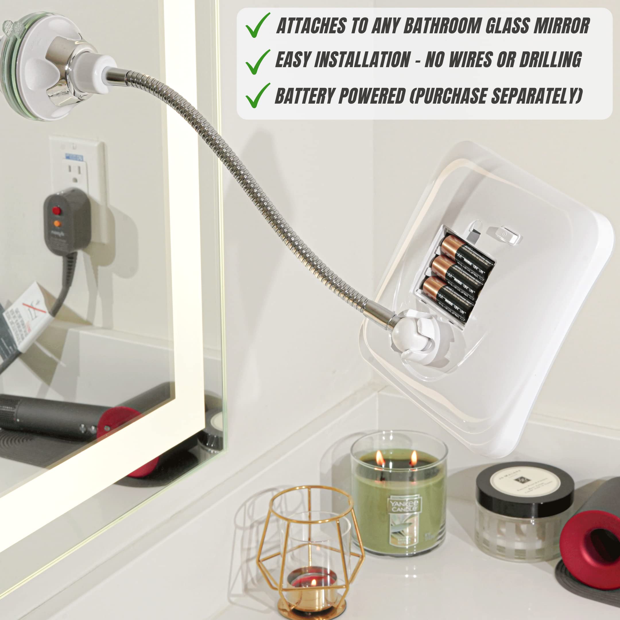 Sunplustrade Makeup Mirror With Led Lights And Magnification, Portable Cordless Design For Home And Travel With Flexible Goosene