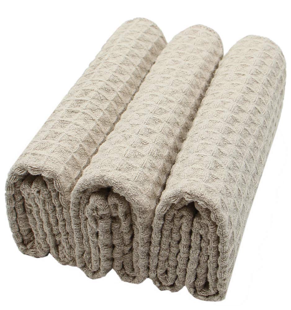 Verasong Waffle Weave Kitchen Towels Thick Microfiber Dish Drying Towels Absorbent Tea Towels Hand Towel Lint Free 16Inch X 24In
