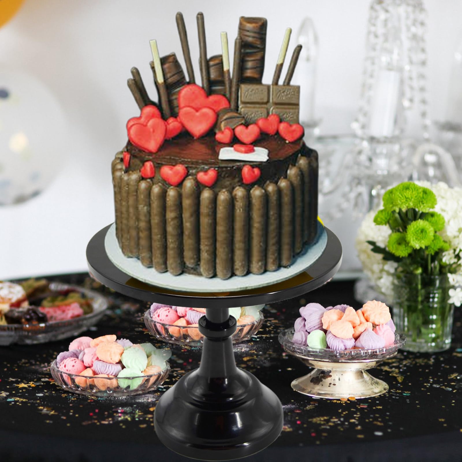 Kentli 10 Inch Adjustable Height Grand Baker Cake Stand Wedding Cake Tools Fondant Cake Display Accessory For Party Bakeware (Bl