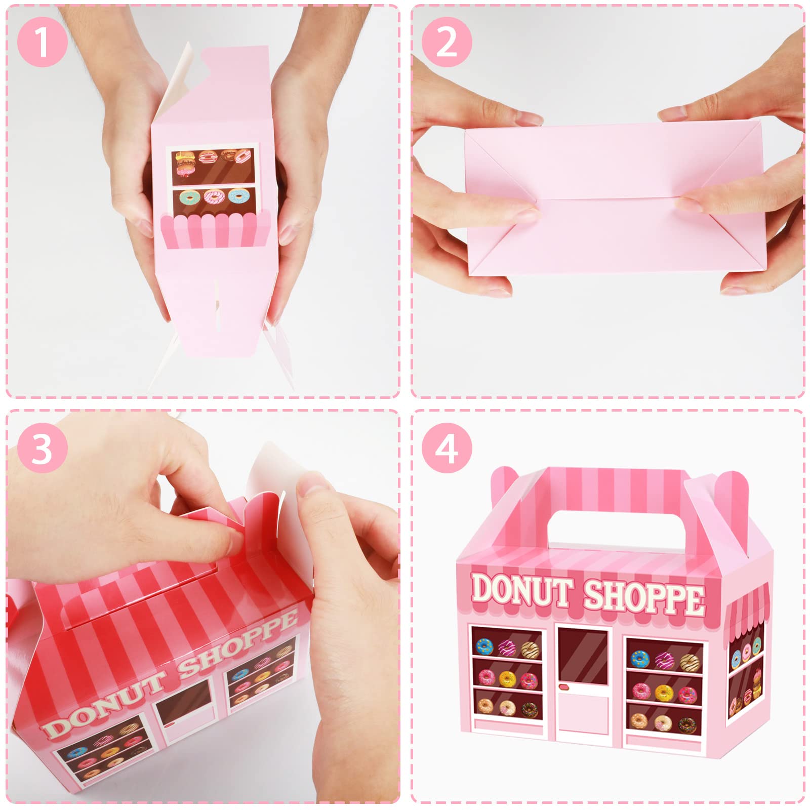 12 Pack Donut Party Favor Boxes Sweet Doughnut Candy Treat Bags Thanks A Hole Bunch Candy Goodies Valentine'S Day Gift Boxes For