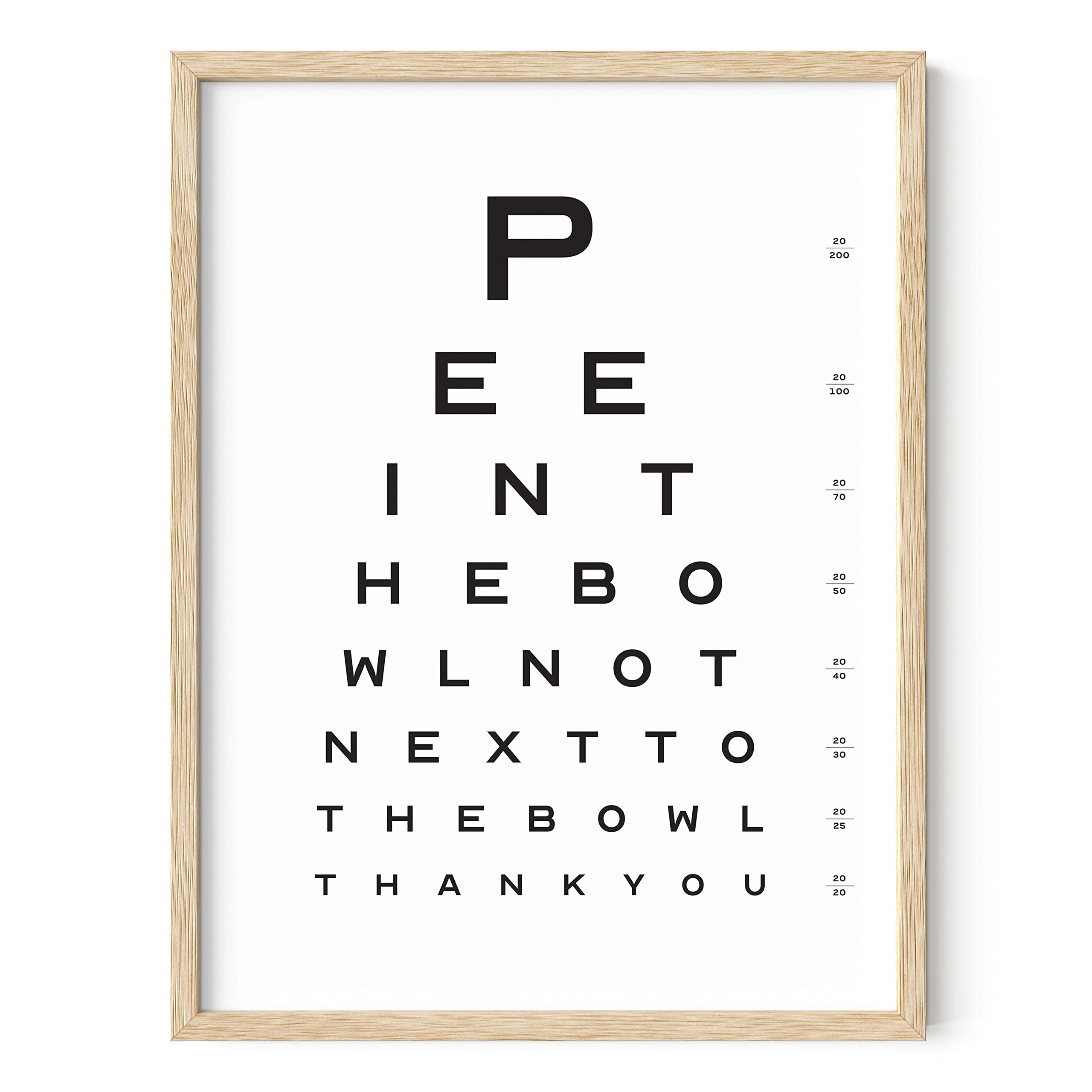 HAUS AND HUES Funny Bathroom Signs Wall Art - Eye Exam - 12" x 16" UNFRAMED