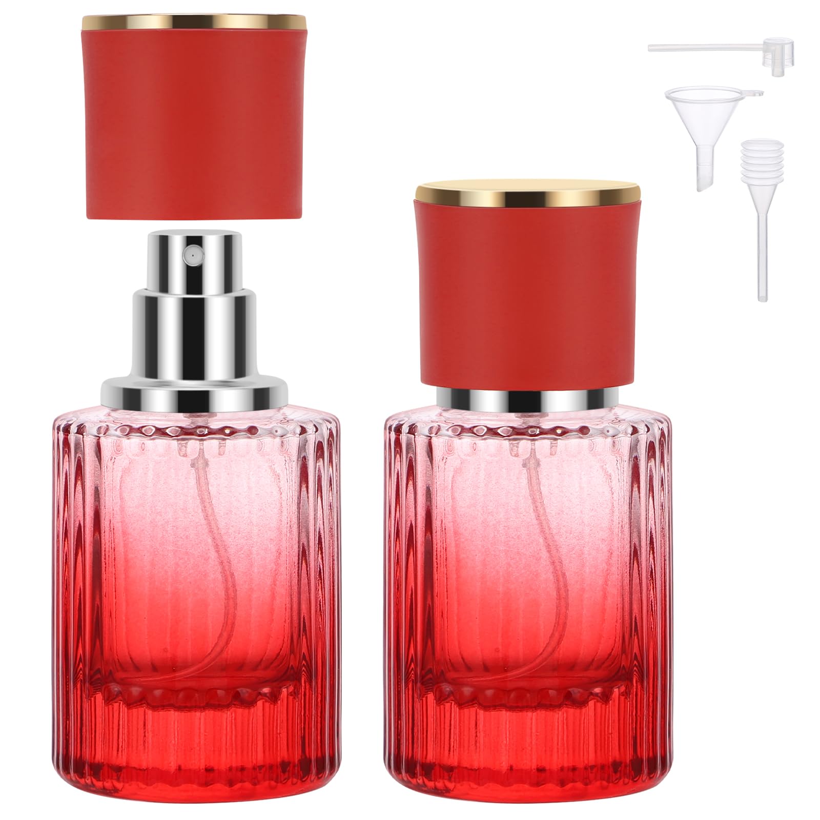 Segbeauty 1Oz Perfume Spray Bottle, 30Ml Red Vintage Refillable Perfume Bottle Glass Sprayer Bottles For Women, 2Pcs Large Cosme